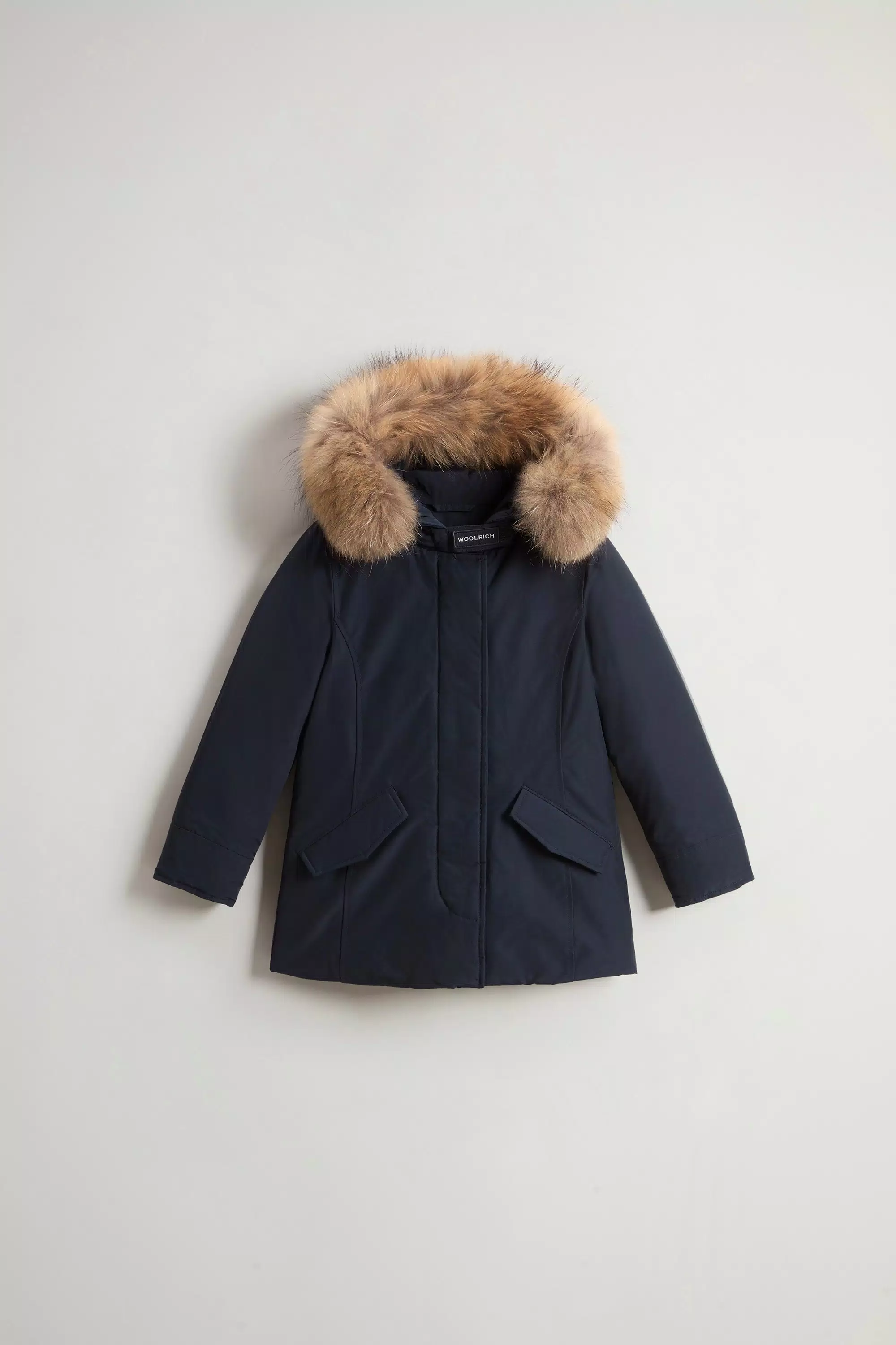 Girls' Arctic Parka with Detachable Fur Trim - Melton Blue