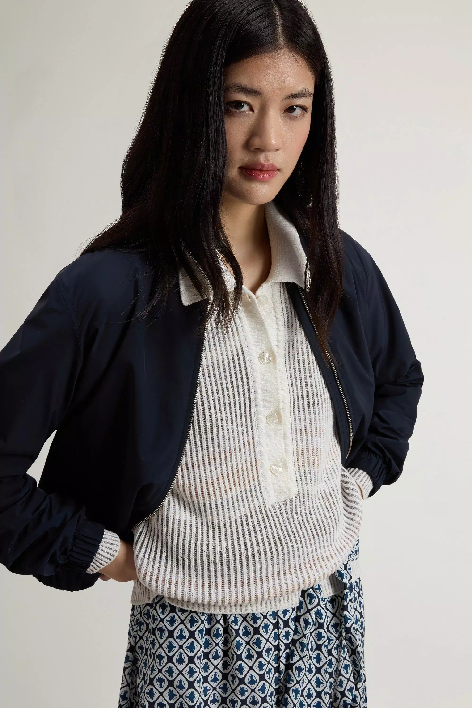 Urban Touch Bomber Jacket - Melton Blue