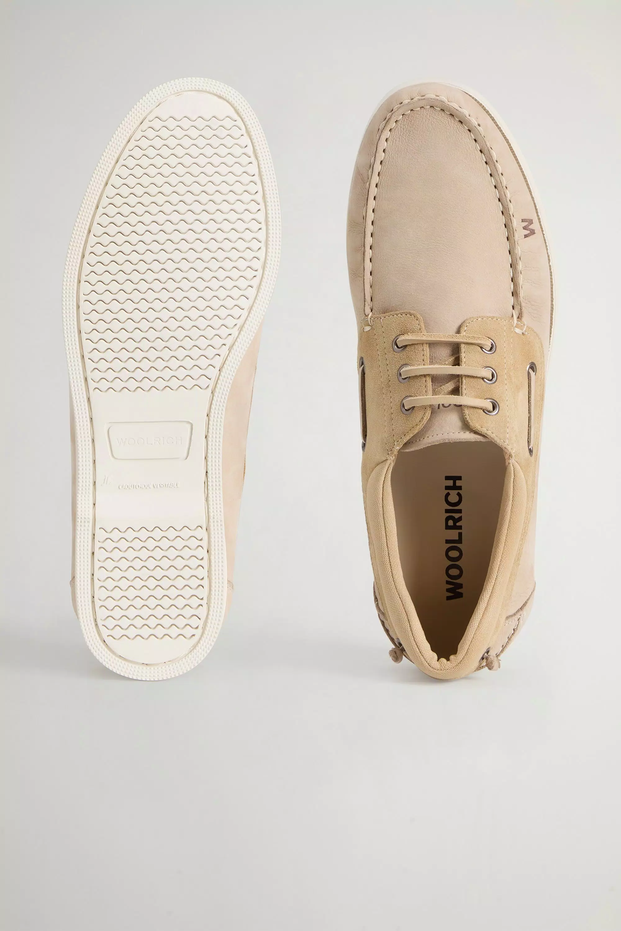 Boat Shoes in Nubuck and Suede Blend - Beige