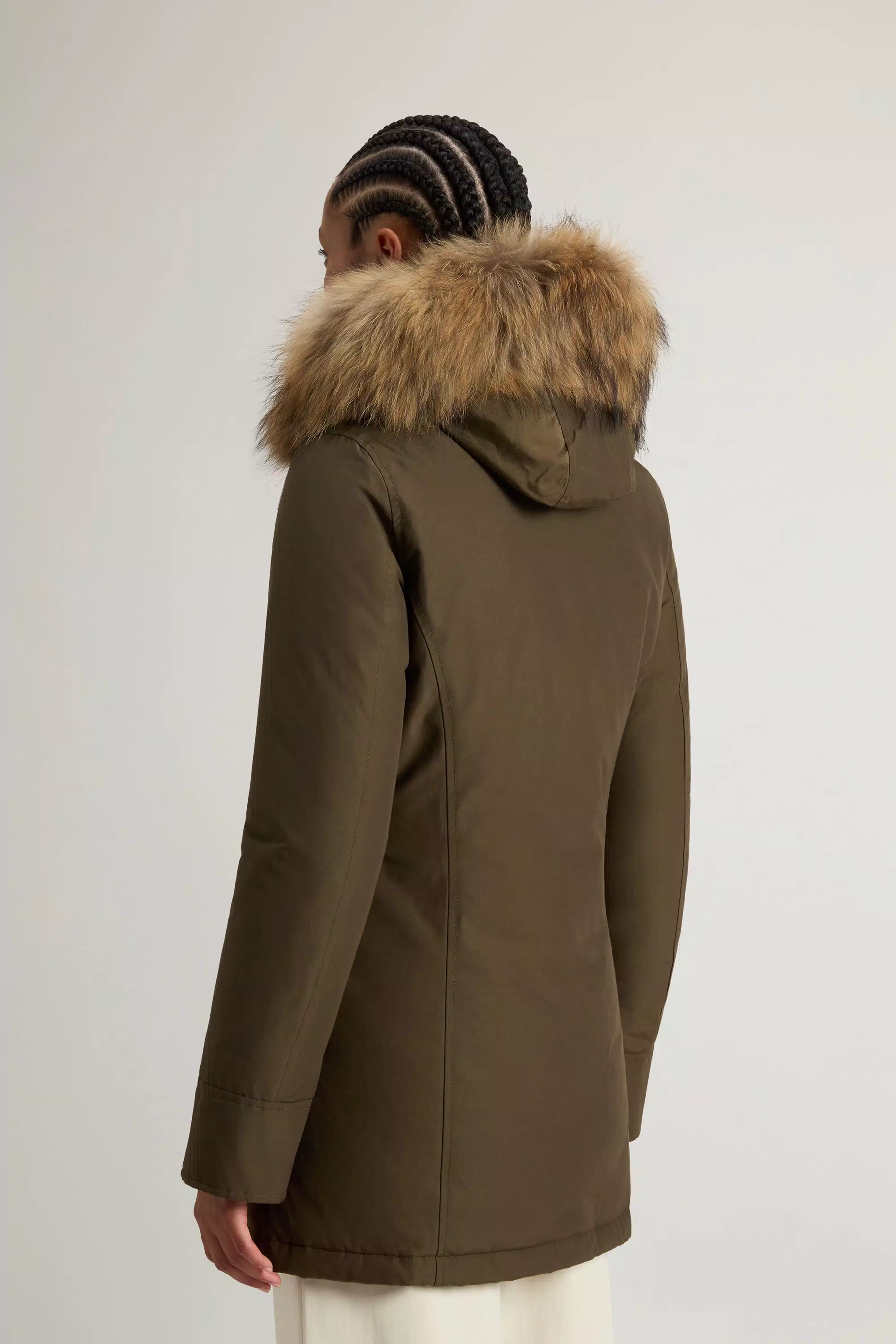 Arctic Parka in Ramar Cloth with Detachable Fur Trim - Dark Green