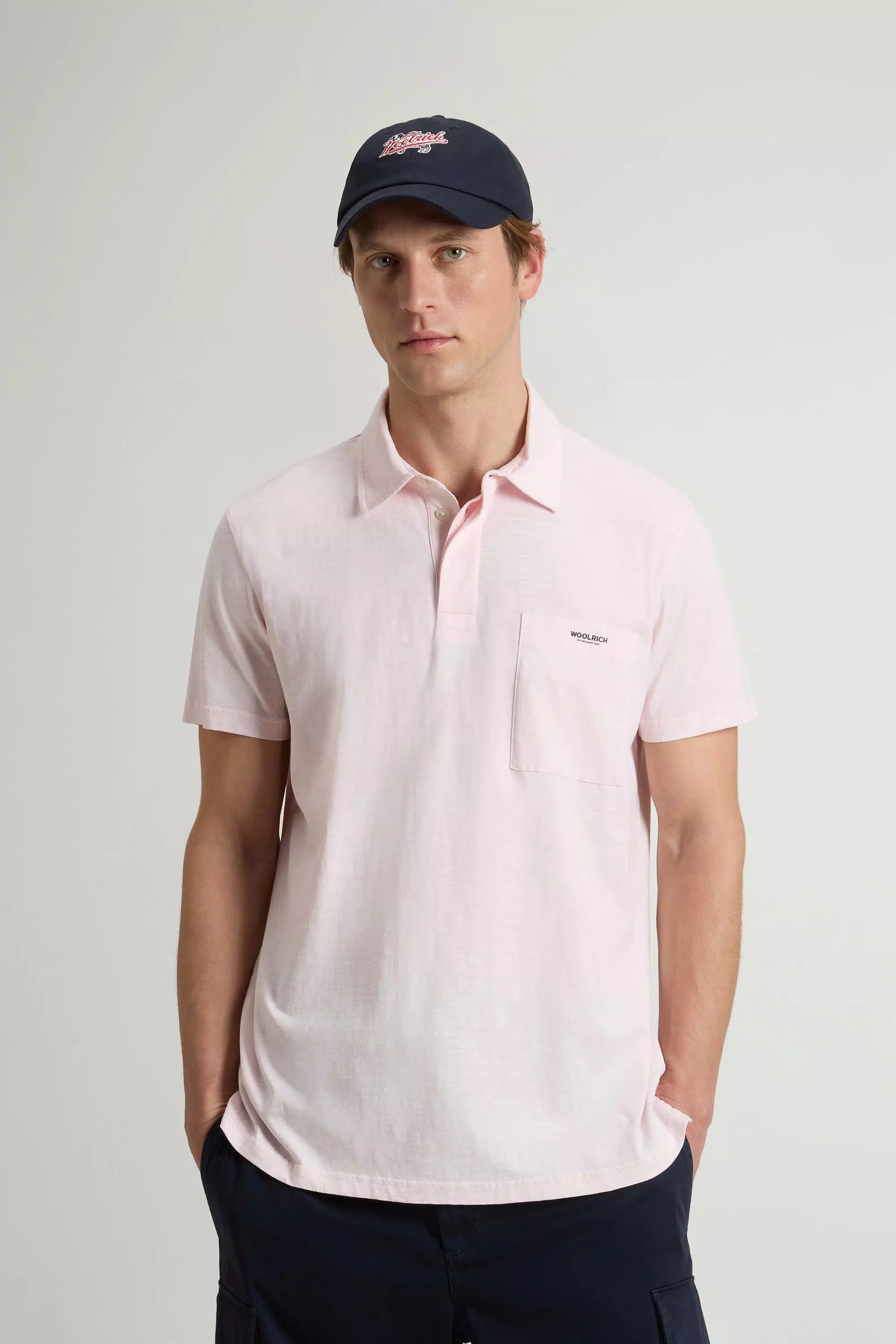 Slub Polo Shirt in Pure Cotton - Pale Lilac