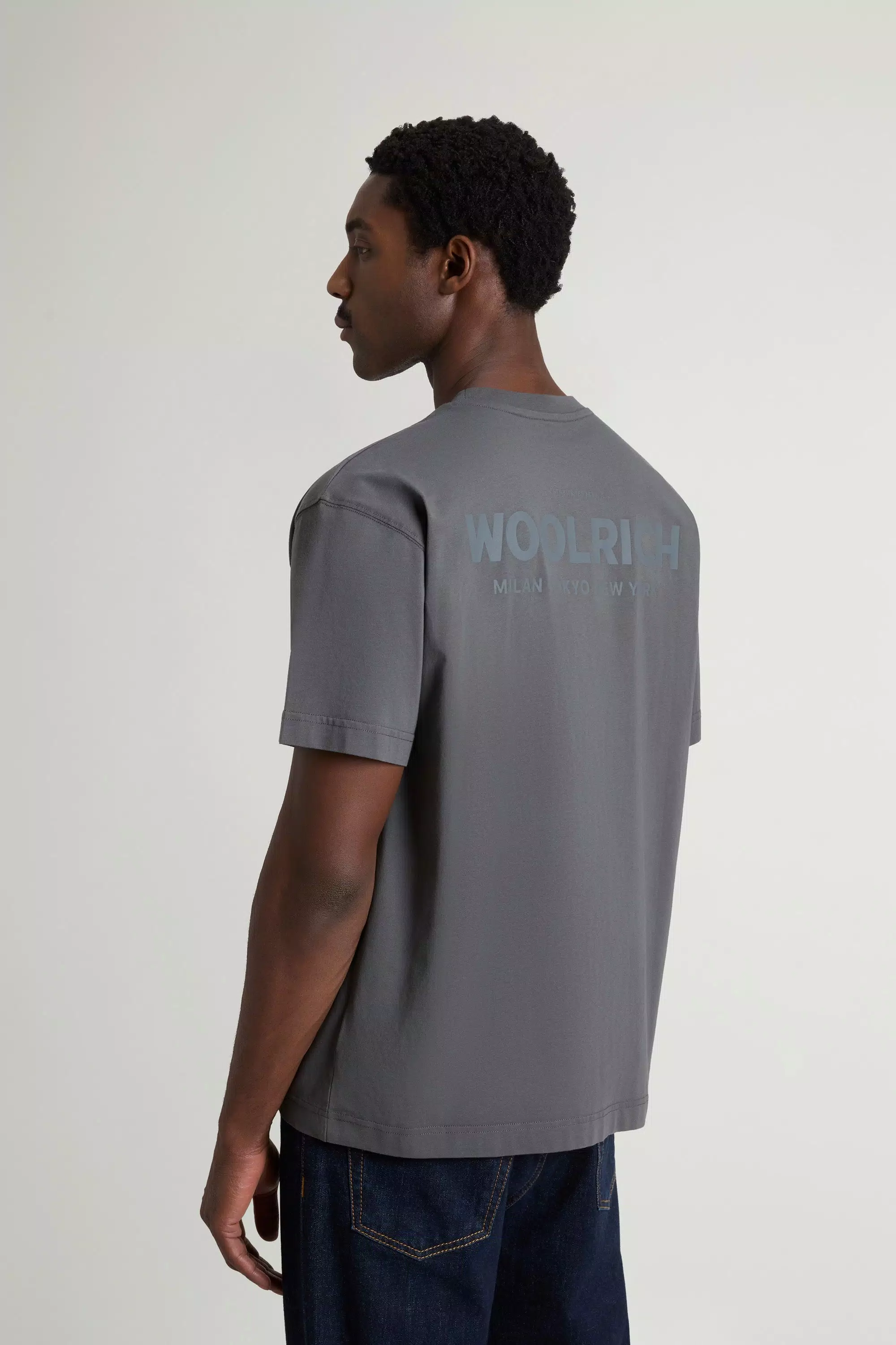 T-Shirt in Pure Cotton with Logo - Grey Shadow