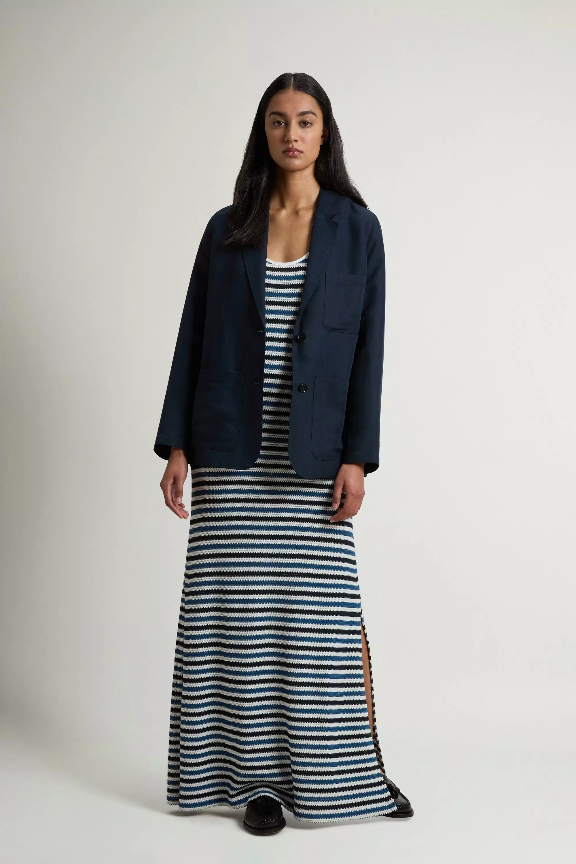 Blazer in Linen Blend - Melton Blue