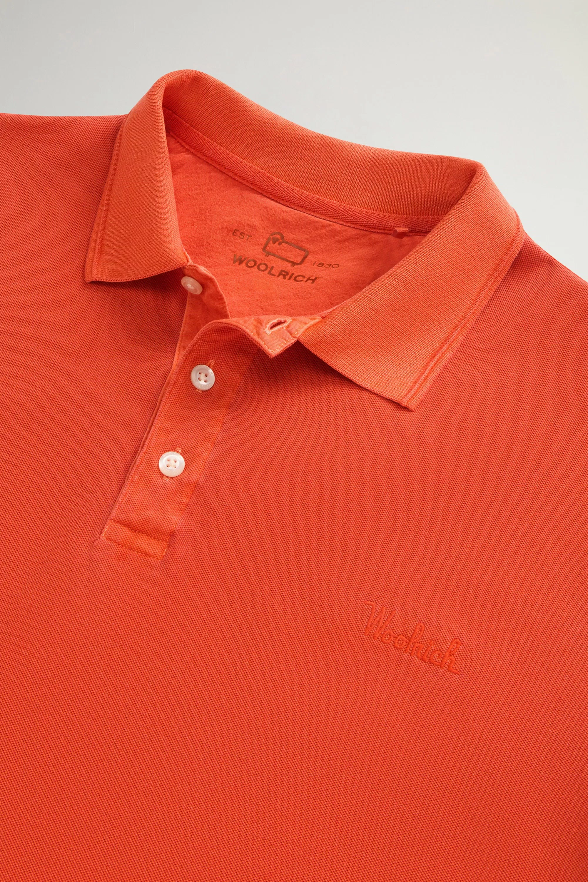 Garment-Dyed Mackinack Polo Shirt in Stretch Cotton Pique - Faded Pureed Pumpkin