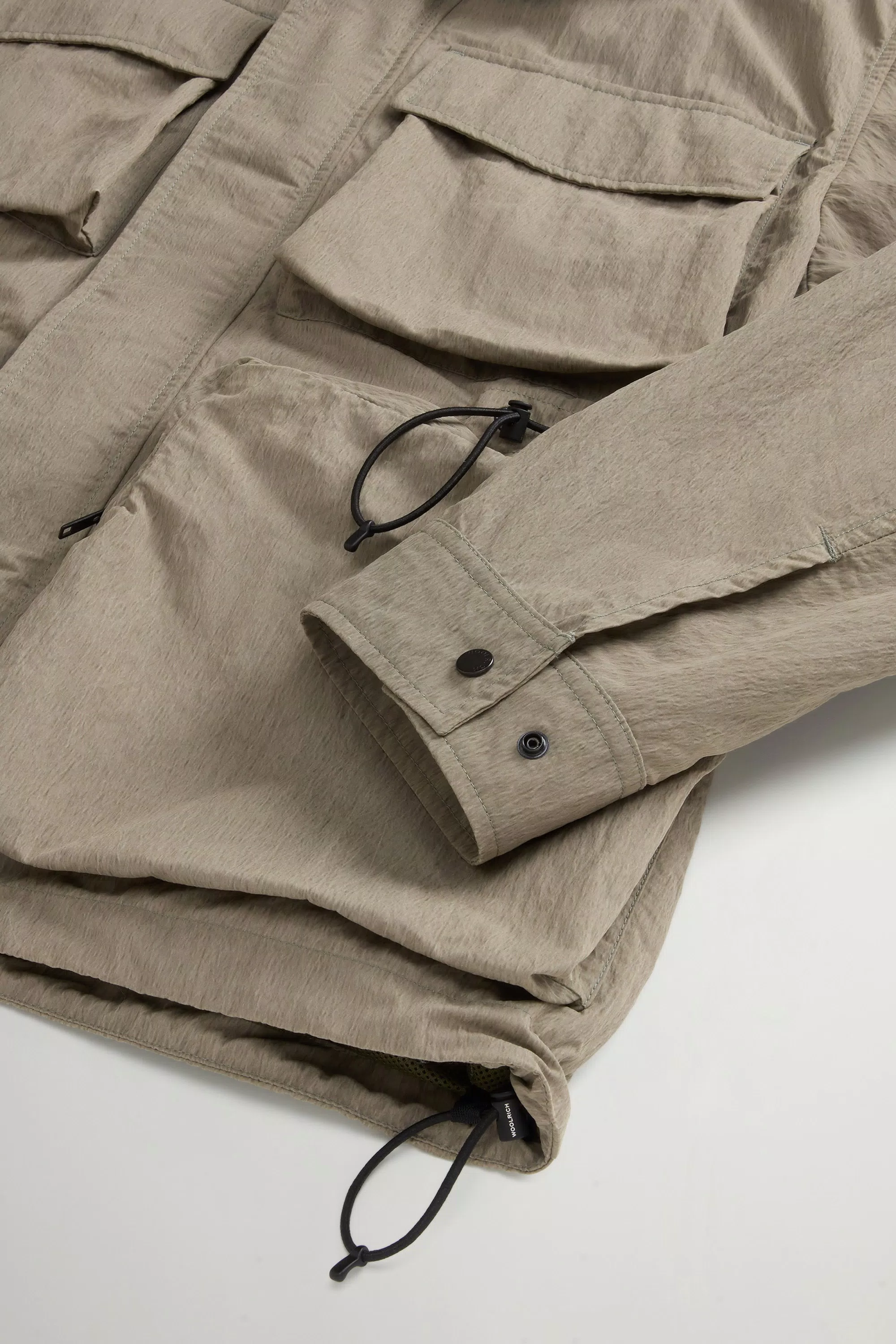 Jacket in Olmetex Sueded Nylon with Faded Motif - Smokey Olive