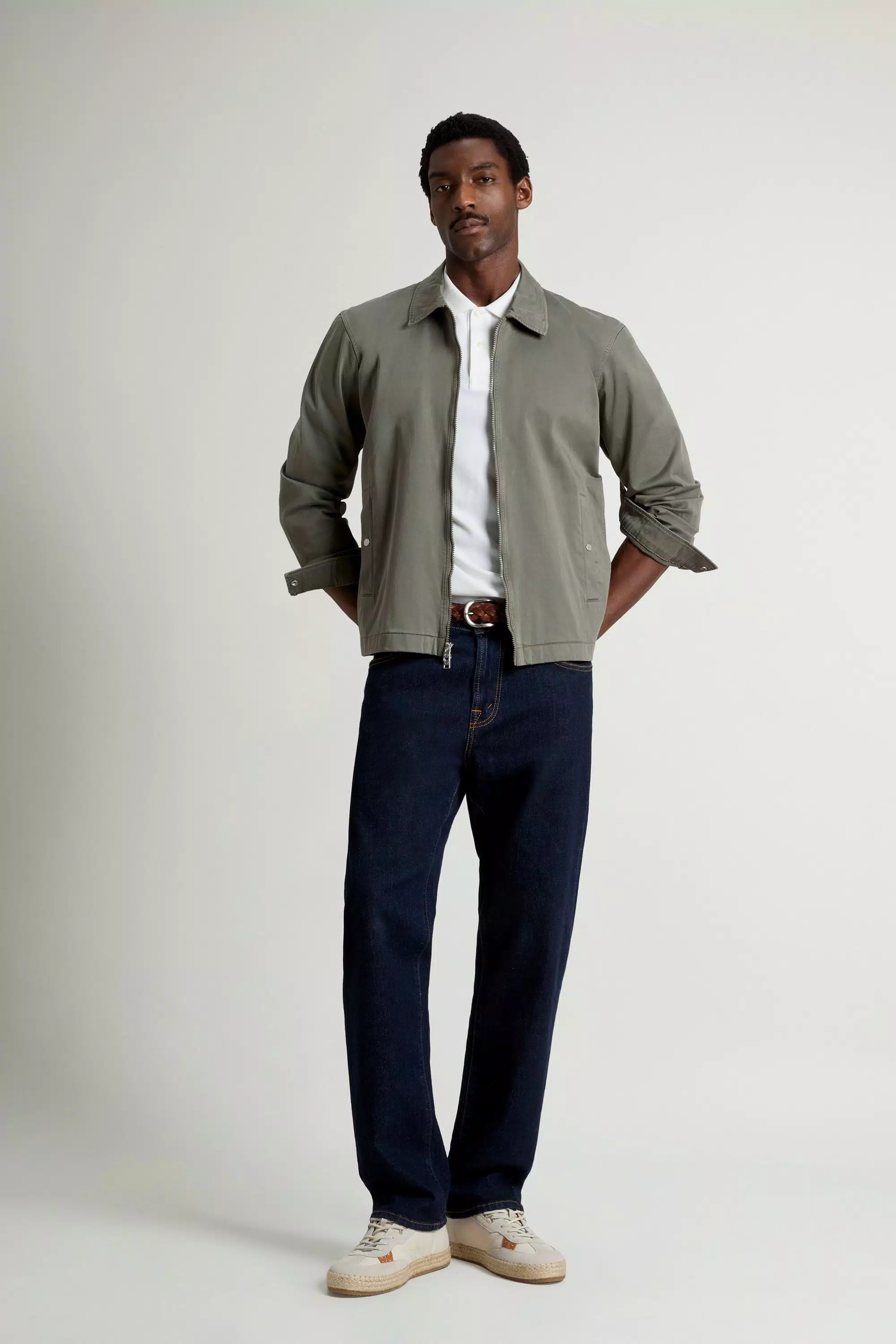 Garment-Dyed Timber Overshirt in Cotton Twill - Smokey Olive