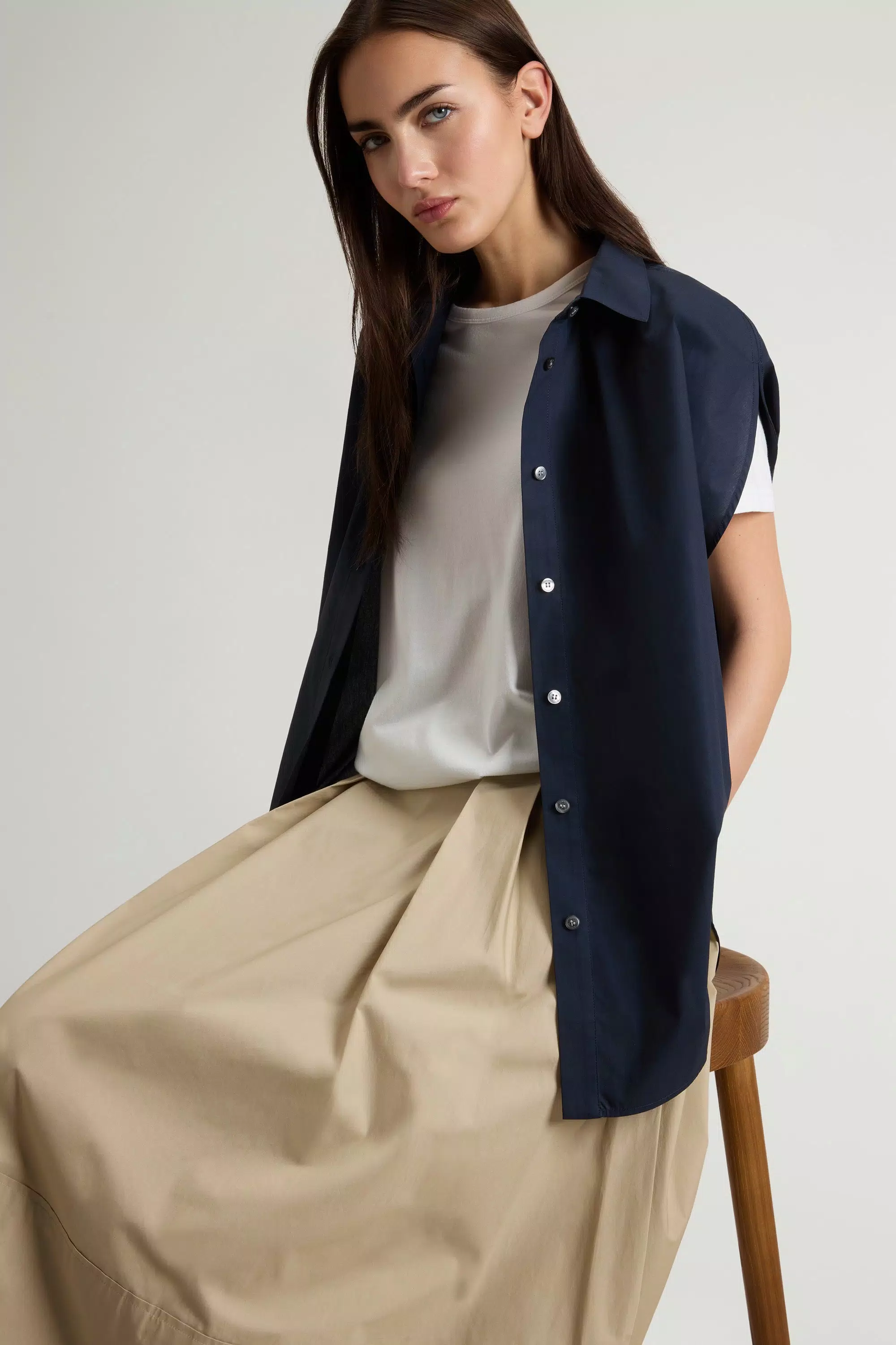 Pure Cotton Poplin Blouse - Melton Blue
