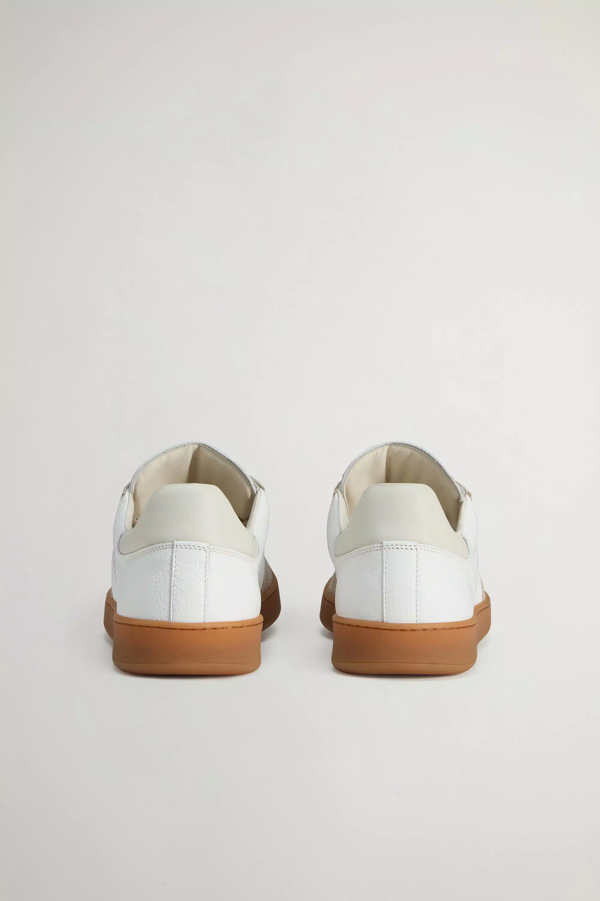 Swing Court Tumbled Leather Sneakers with Suede Details - Beige White