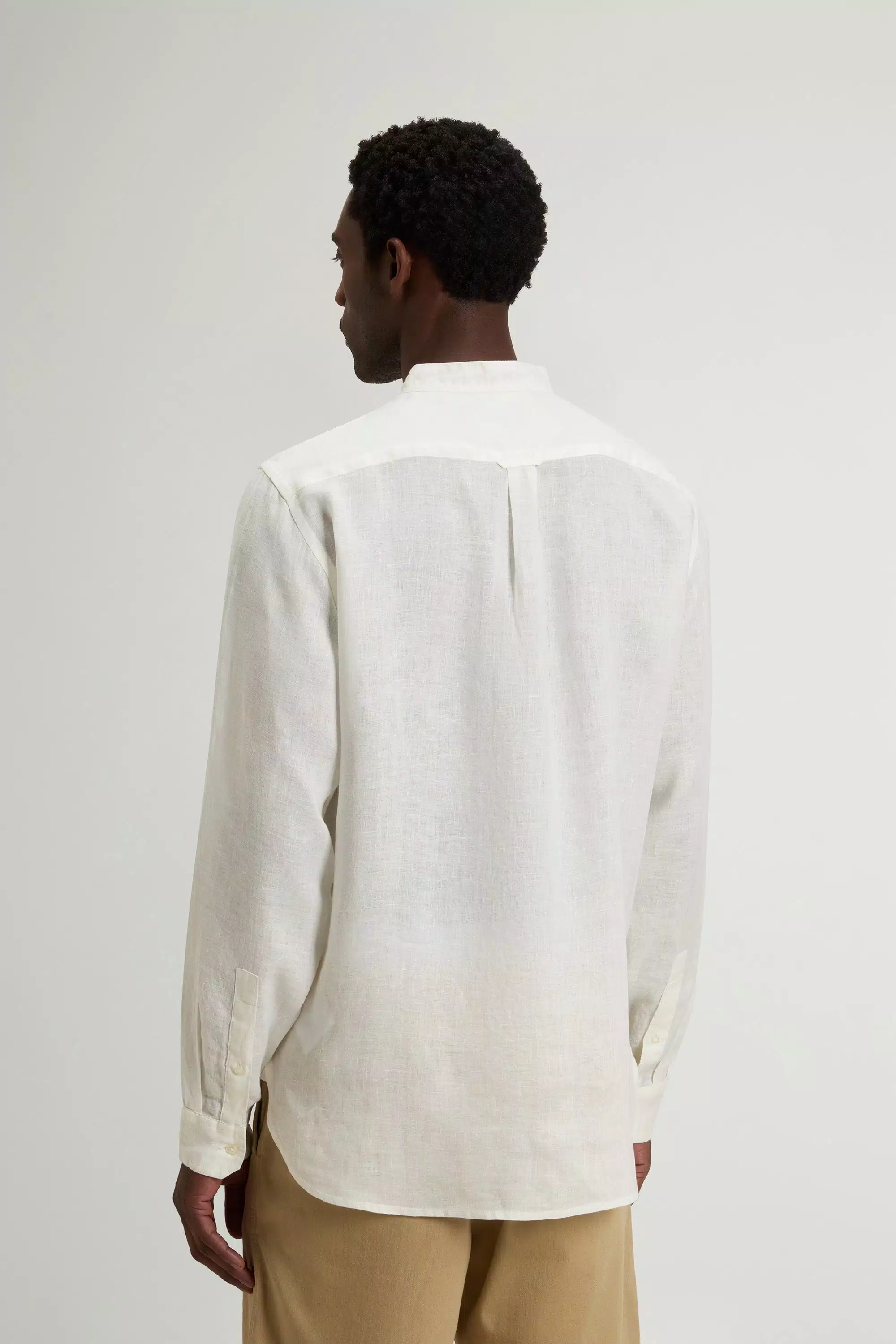 Garment-Dyed Pure Linen Shirt - Arctic White