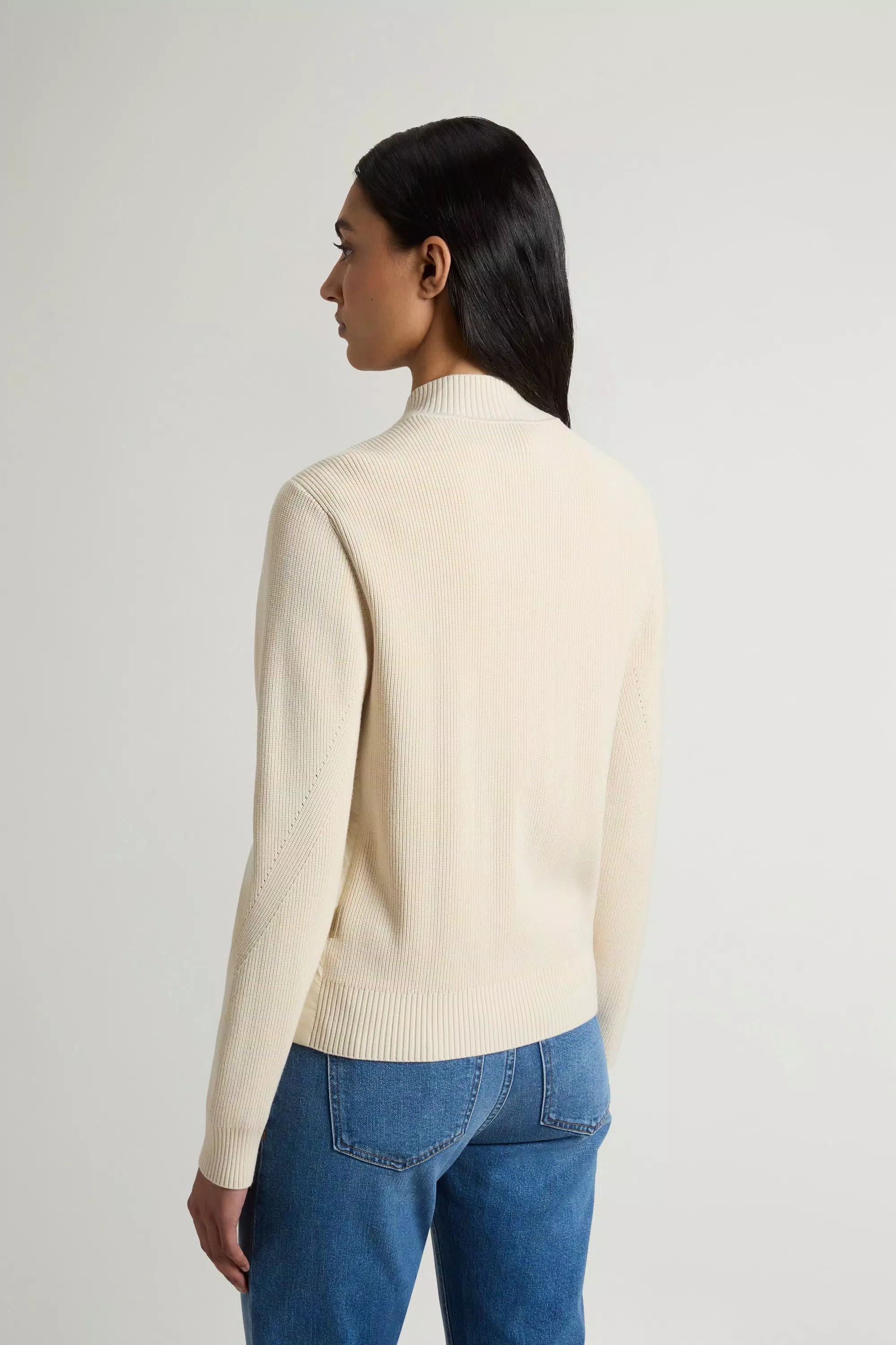 Hybrid Bomber Jacket in Nylon - Milky Cream