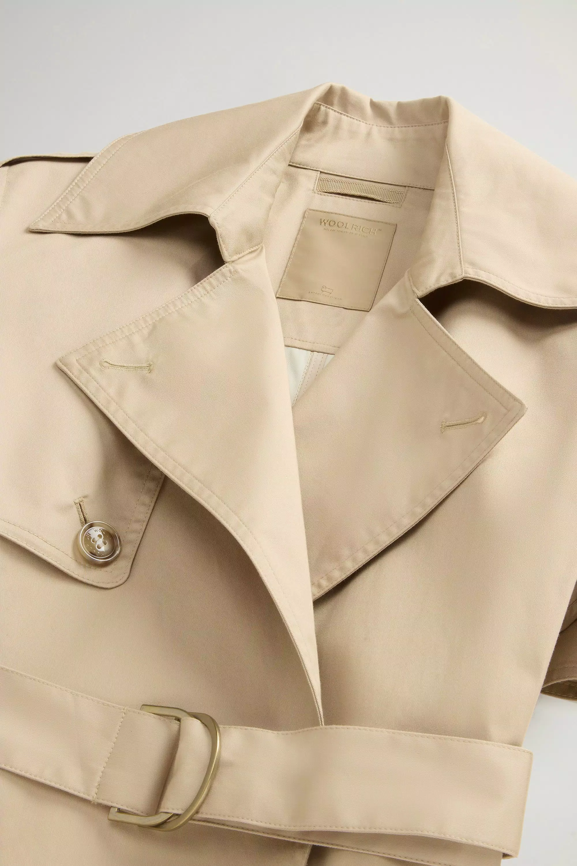 Double-breasted Trench Coat in Pure Cotton - White Pepper
