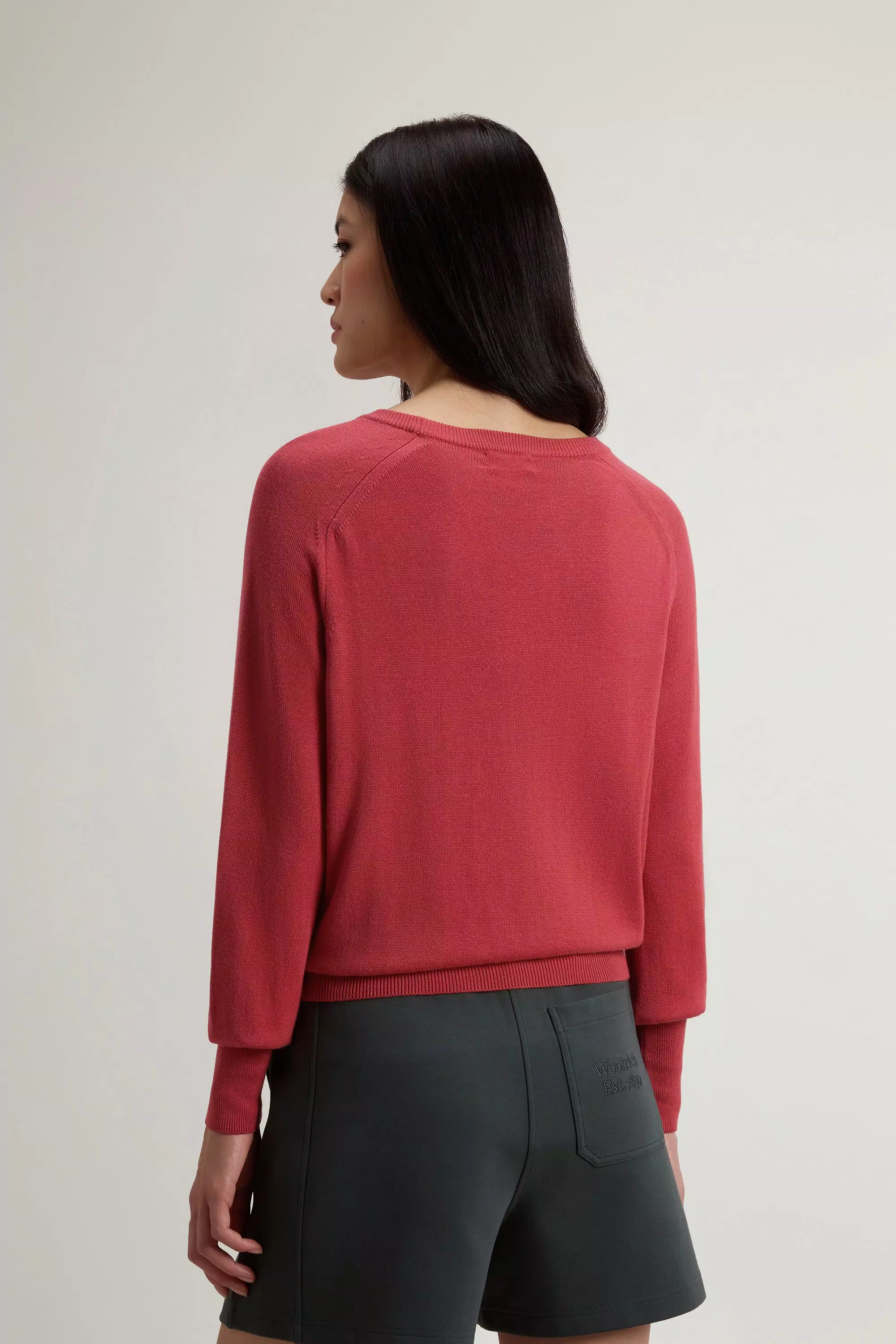 Crewneck Sweater in Cotton Blend - Strawberry
