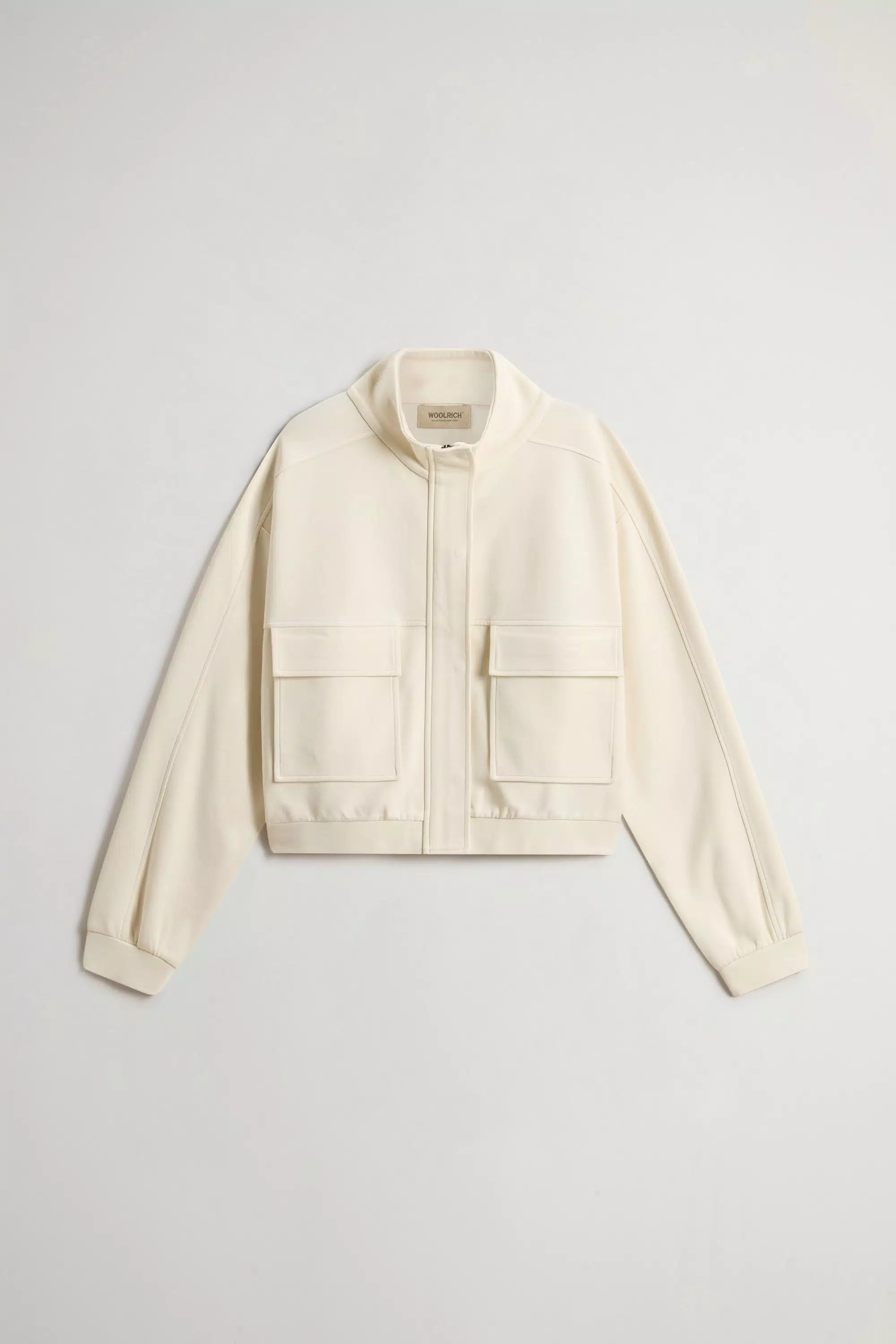 Full-Zipper Sweatshirt in Cotton-Blend Interlock - Milky Cream