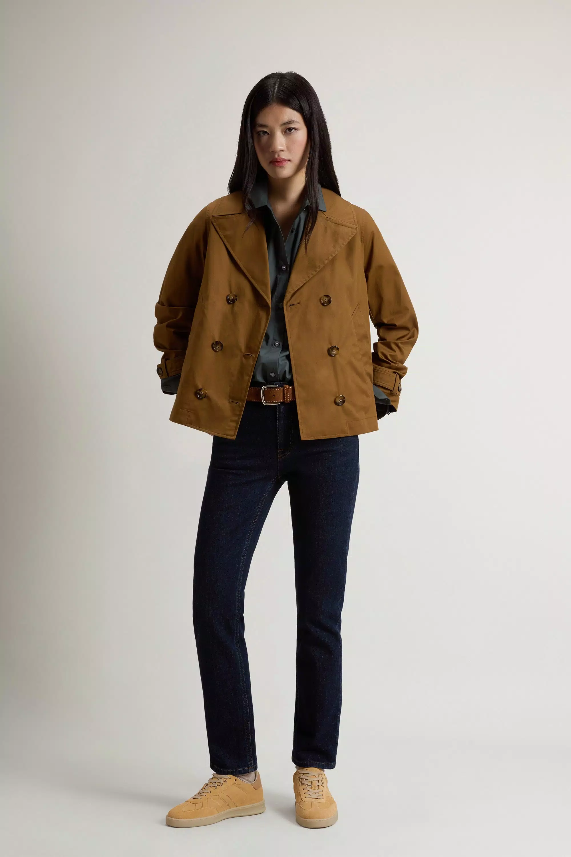 Pure Cotton Pea Coat - Breen