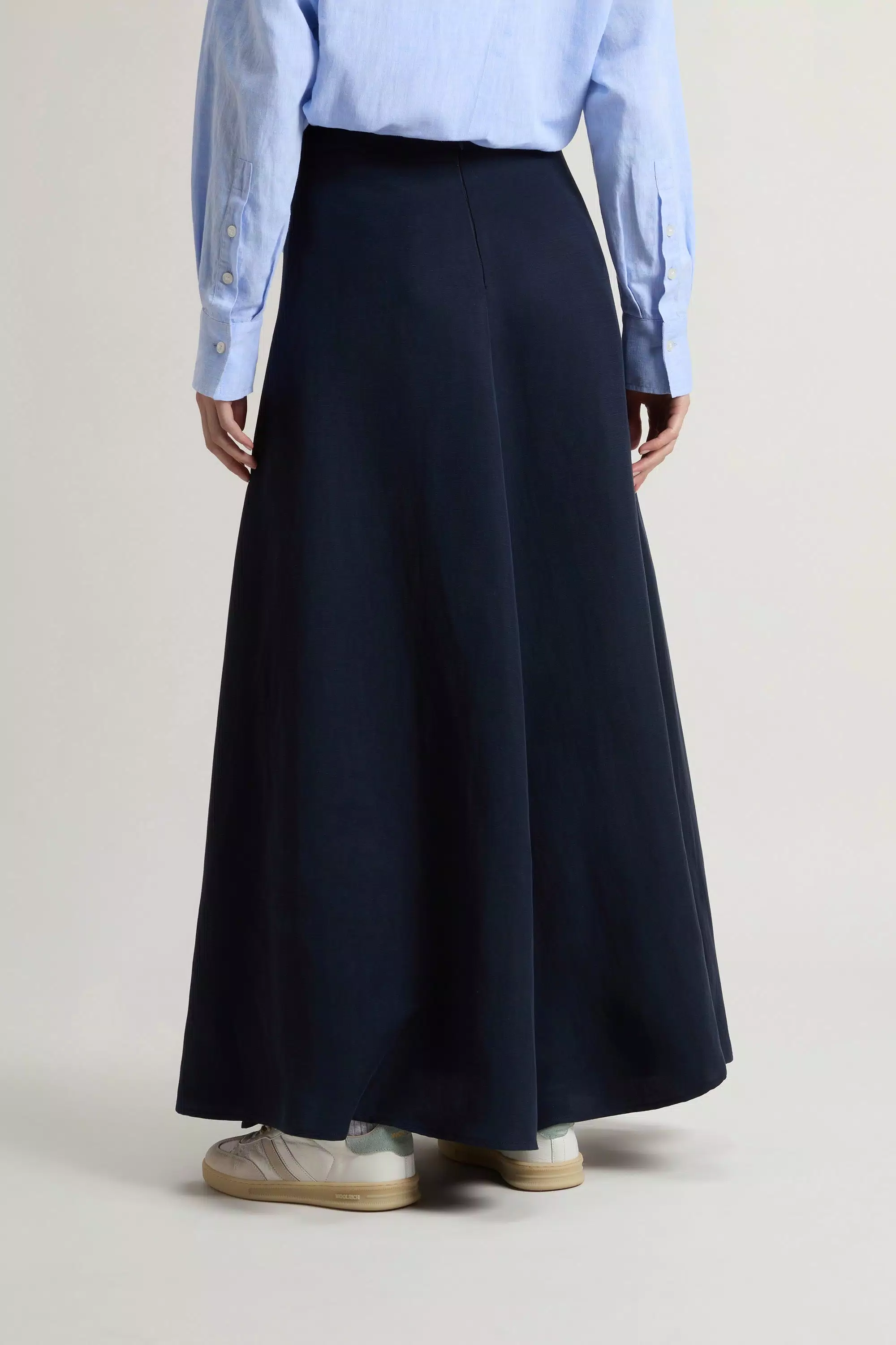 Long Skirt in Linen Blend - Melton Blue