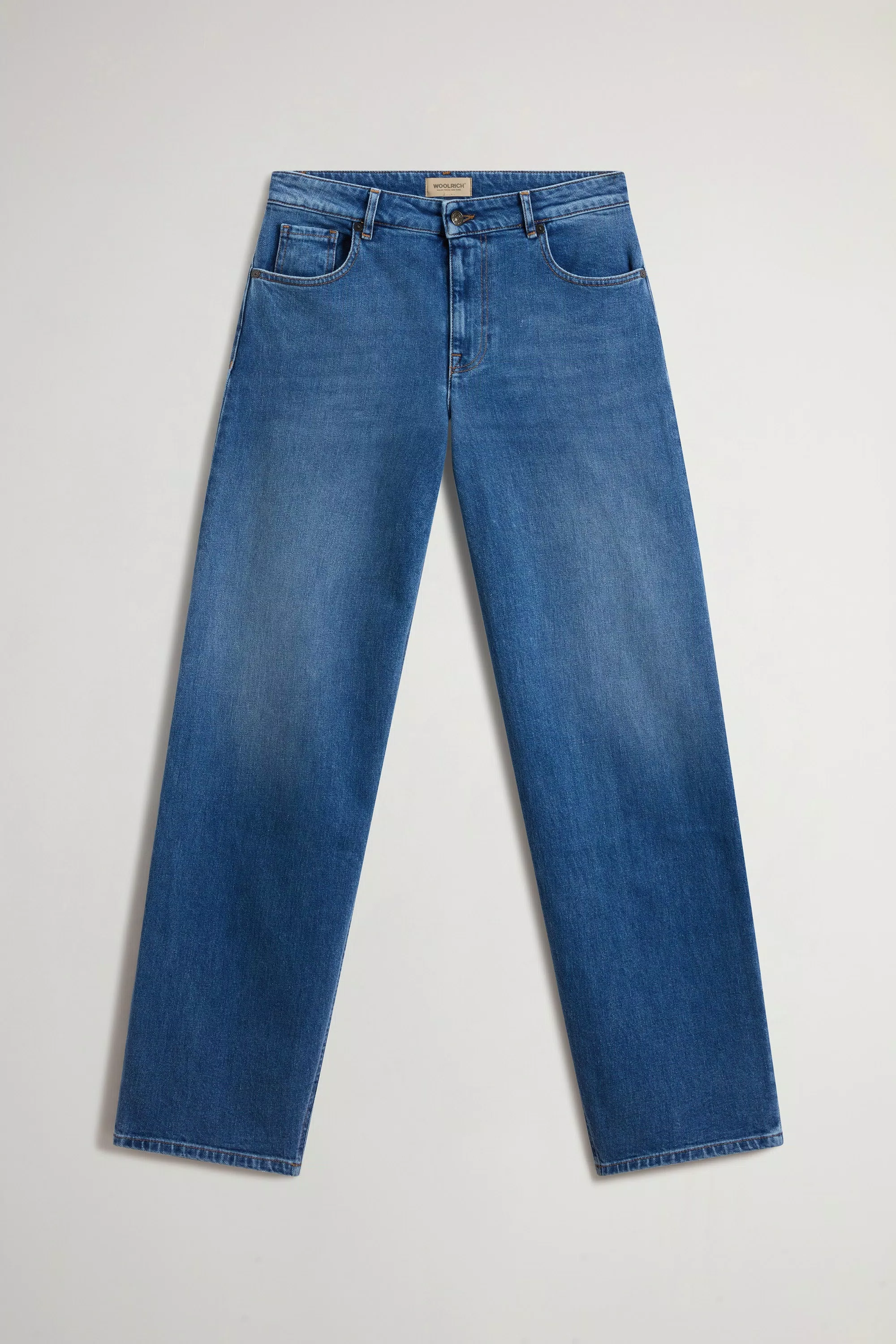 Wide-Leg Five-Pocket Jeans in Stretch Cotton Denim - Stone Washed