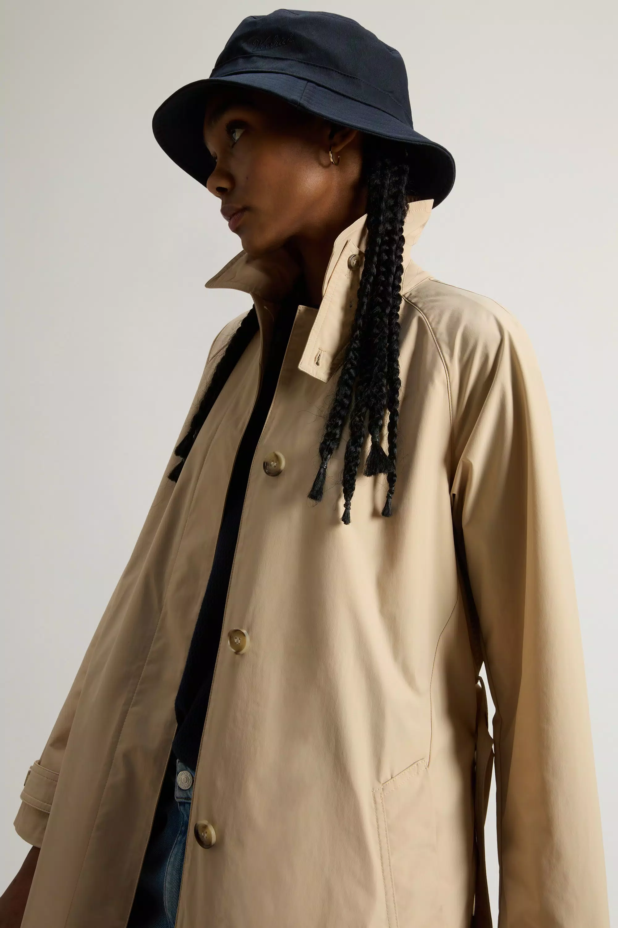 Urban Touch Trench Coat - White Pepper