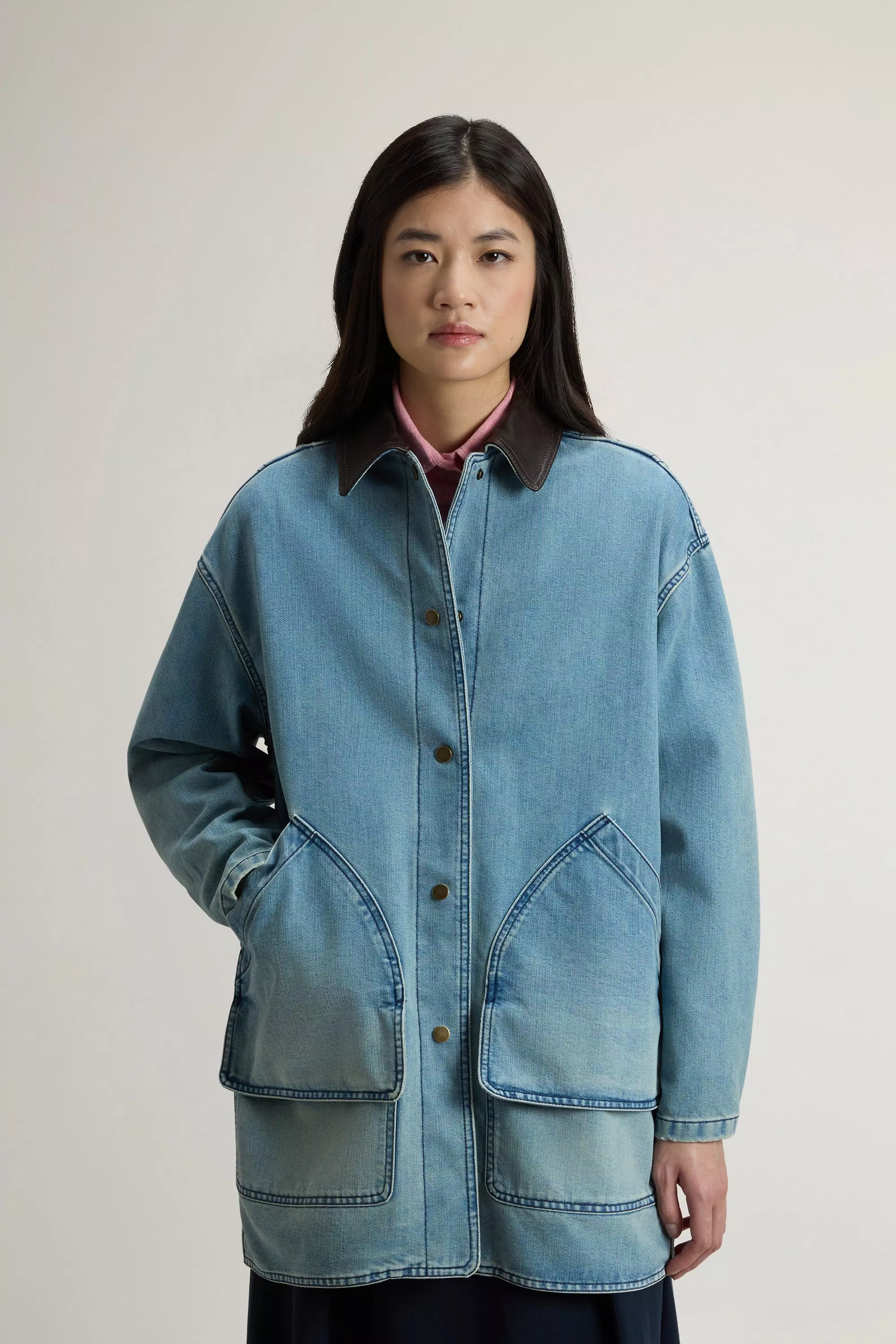 Barn Jacket in Kodenshi Cotton-Blend Denim - Light Blue