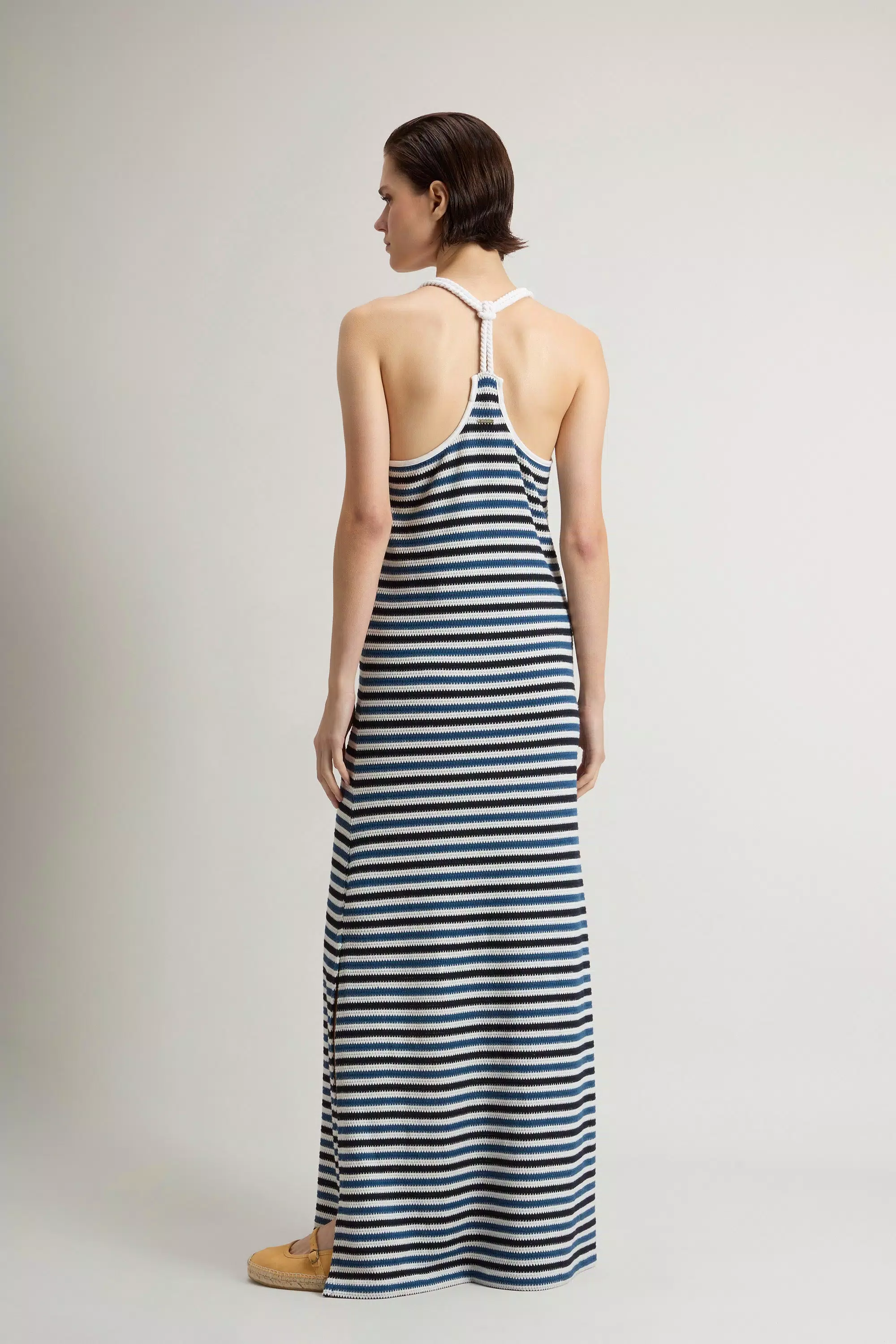 Dress in Striped Cotton-Blend - Melton Blue Stripe