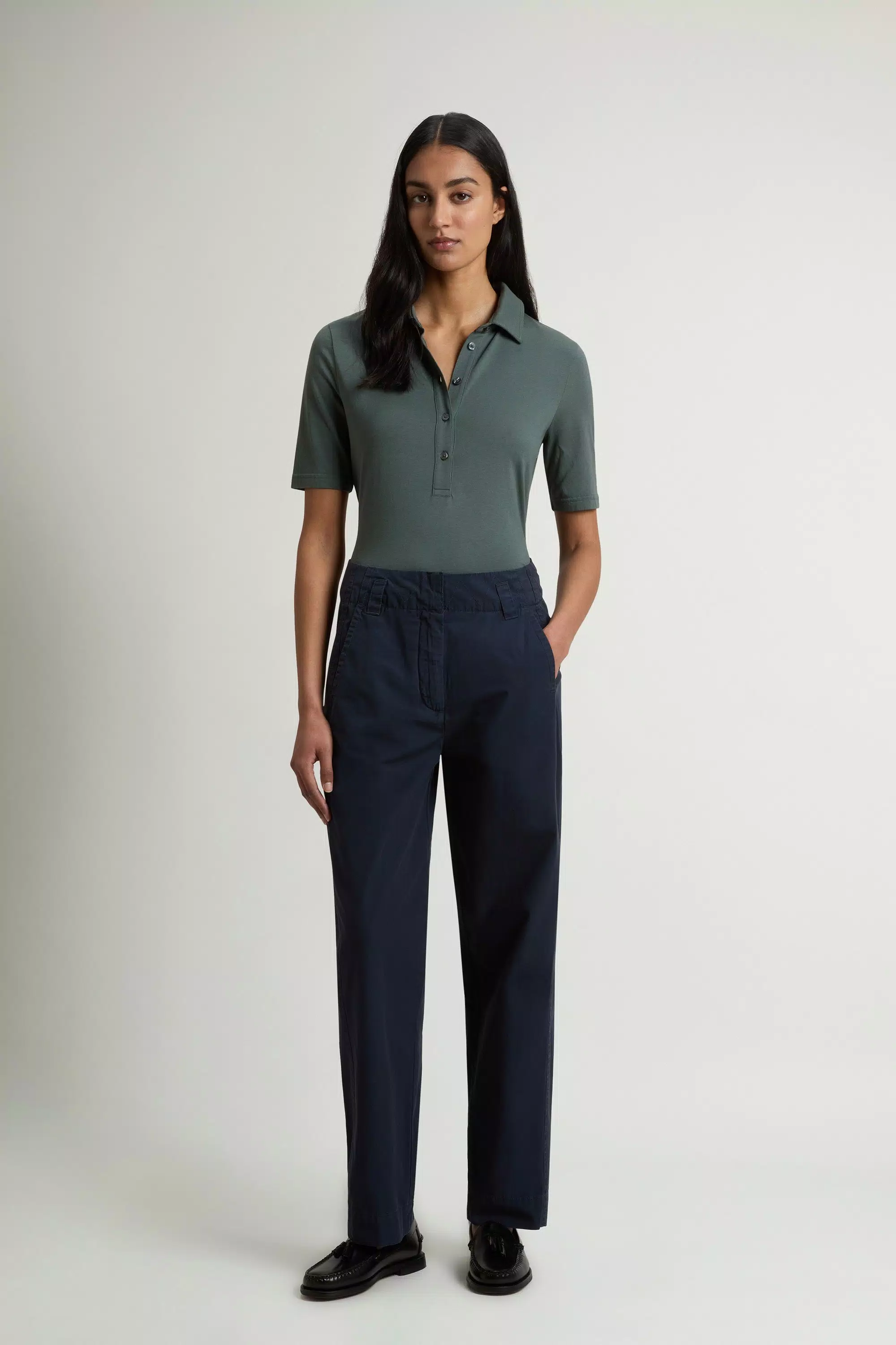 Garment-Dyed Carrot Pants in Pure Cotton Poplin - Melton Blue