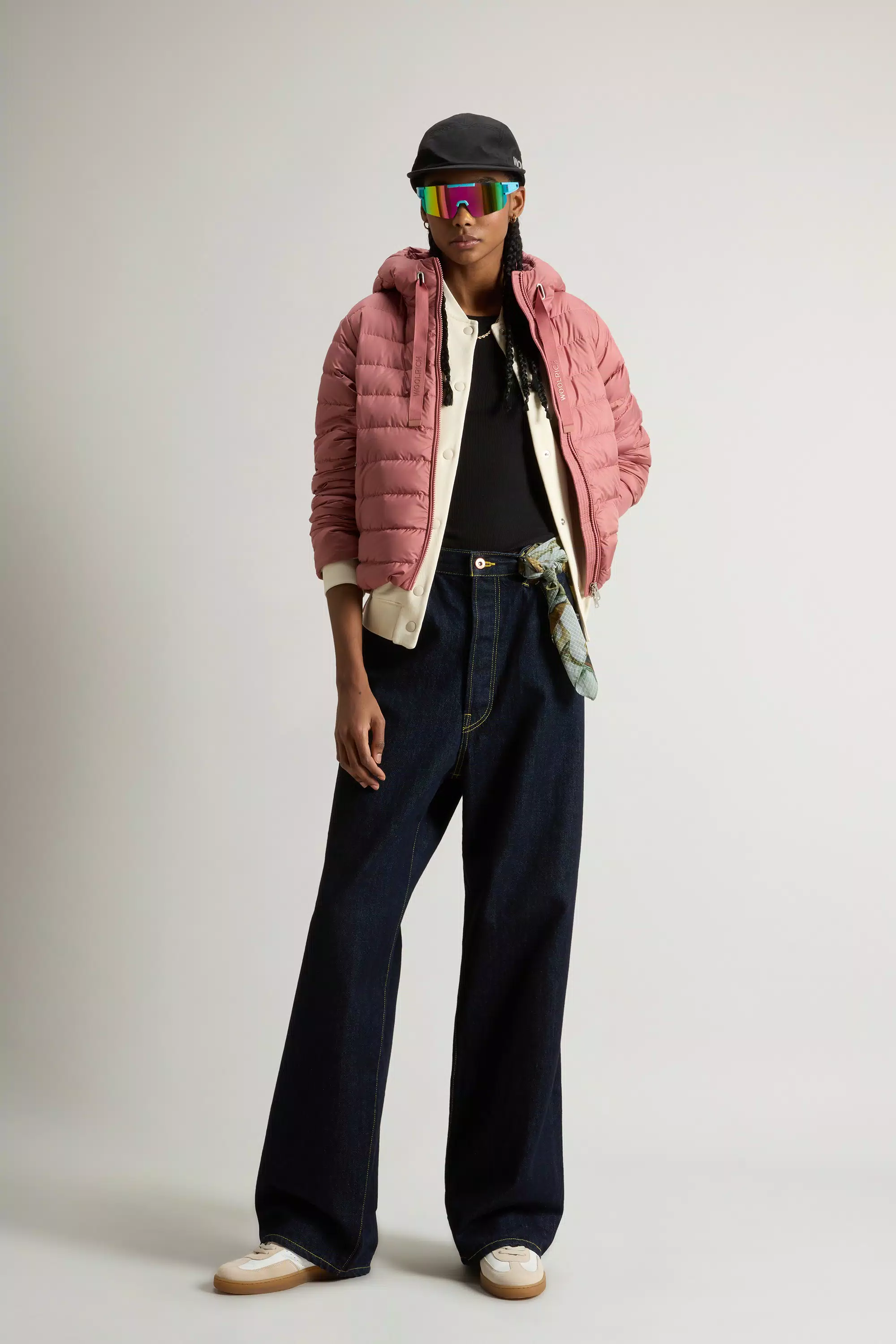 Lightweight Hooded Down Jacket in Microfiber - Withered Rose