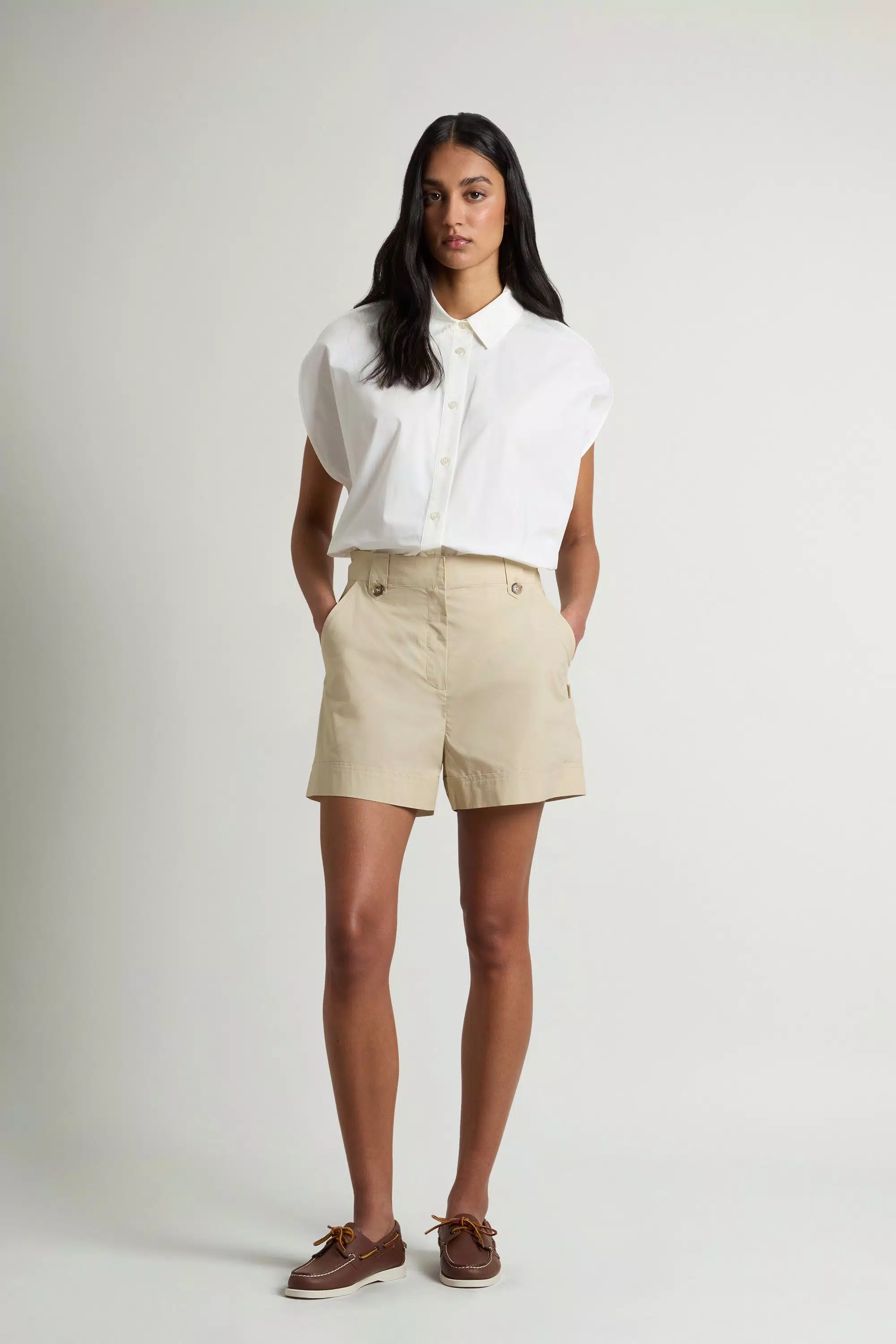 Pure Cotton Poplin Shorts - White Pepper
