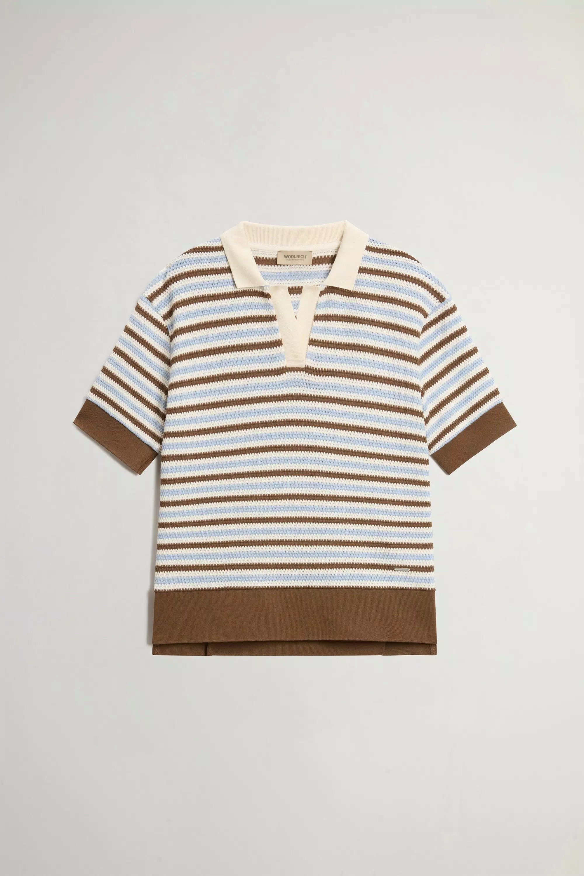 Polo Shirt in Striped Cotton Blend - Acorn Stripe