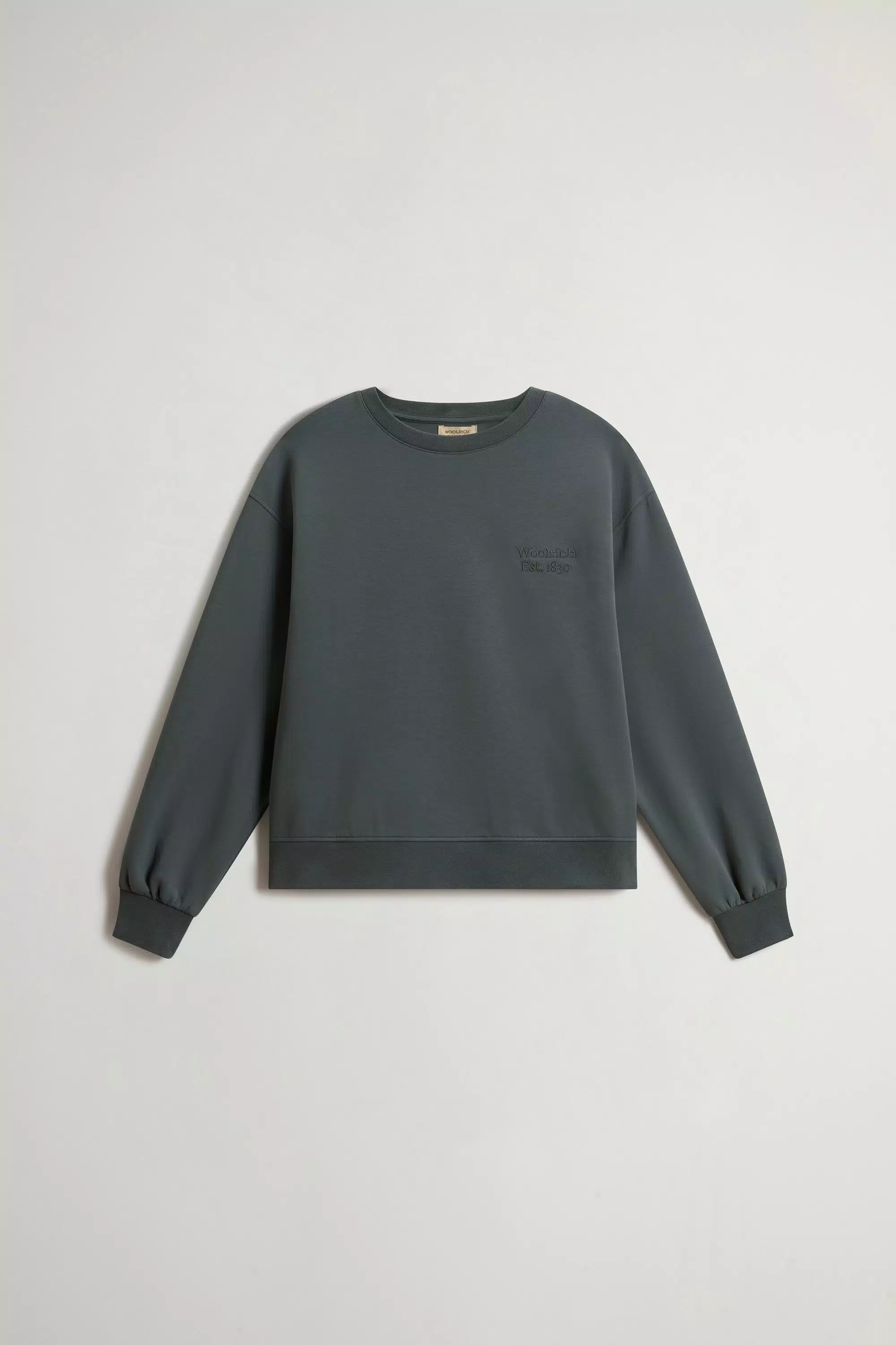 Crewneck Sweatshirt in Cotton-Blend Interlock - Forest Veil