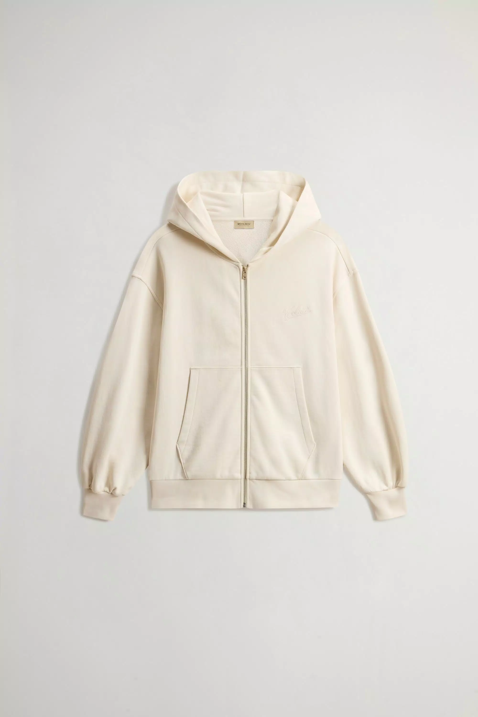 Full-Zipper Hoodie in Pure Cotton - Milky Cream
