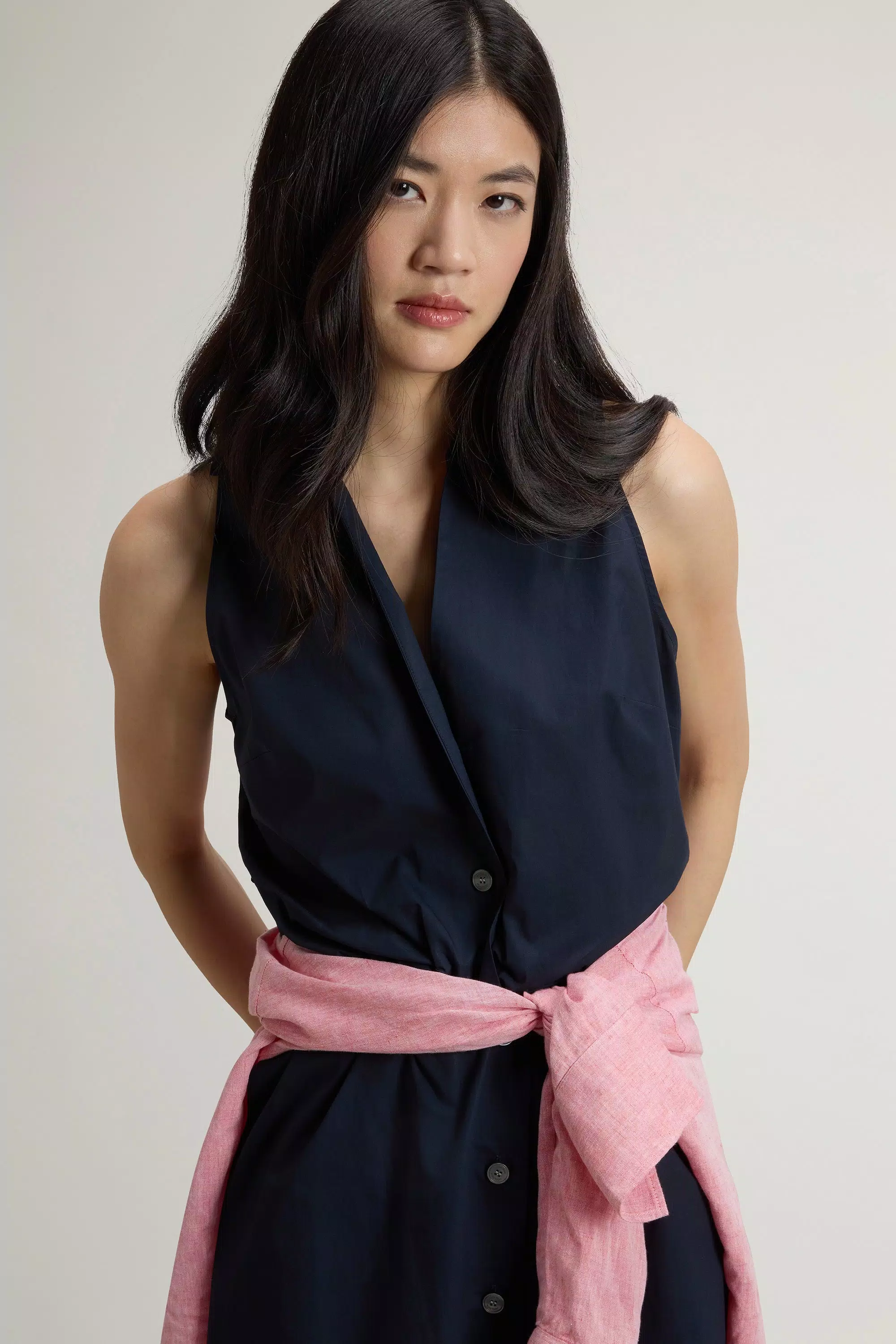 Shirt Dress in Pure Cotton Poplin with Belt - Melton Blue