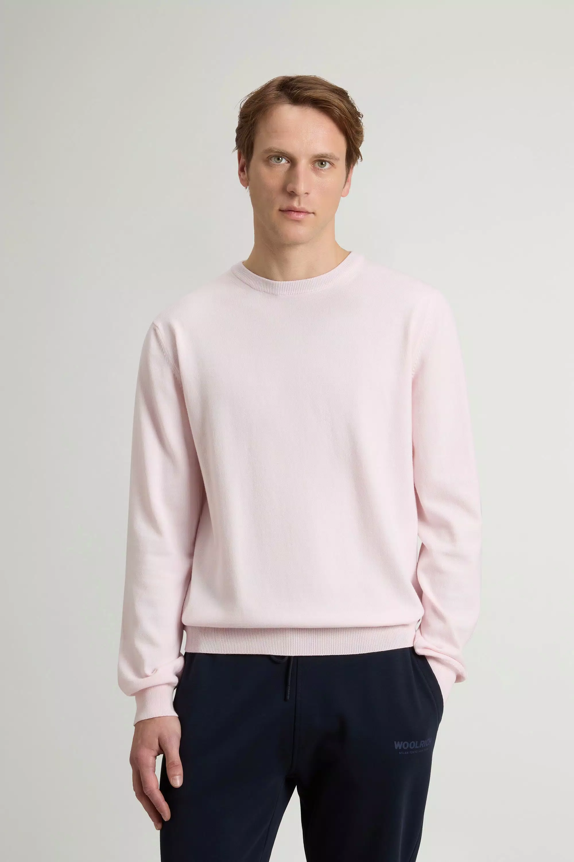 Crewneck Sweater in Pure Cotton - Pale Lilac