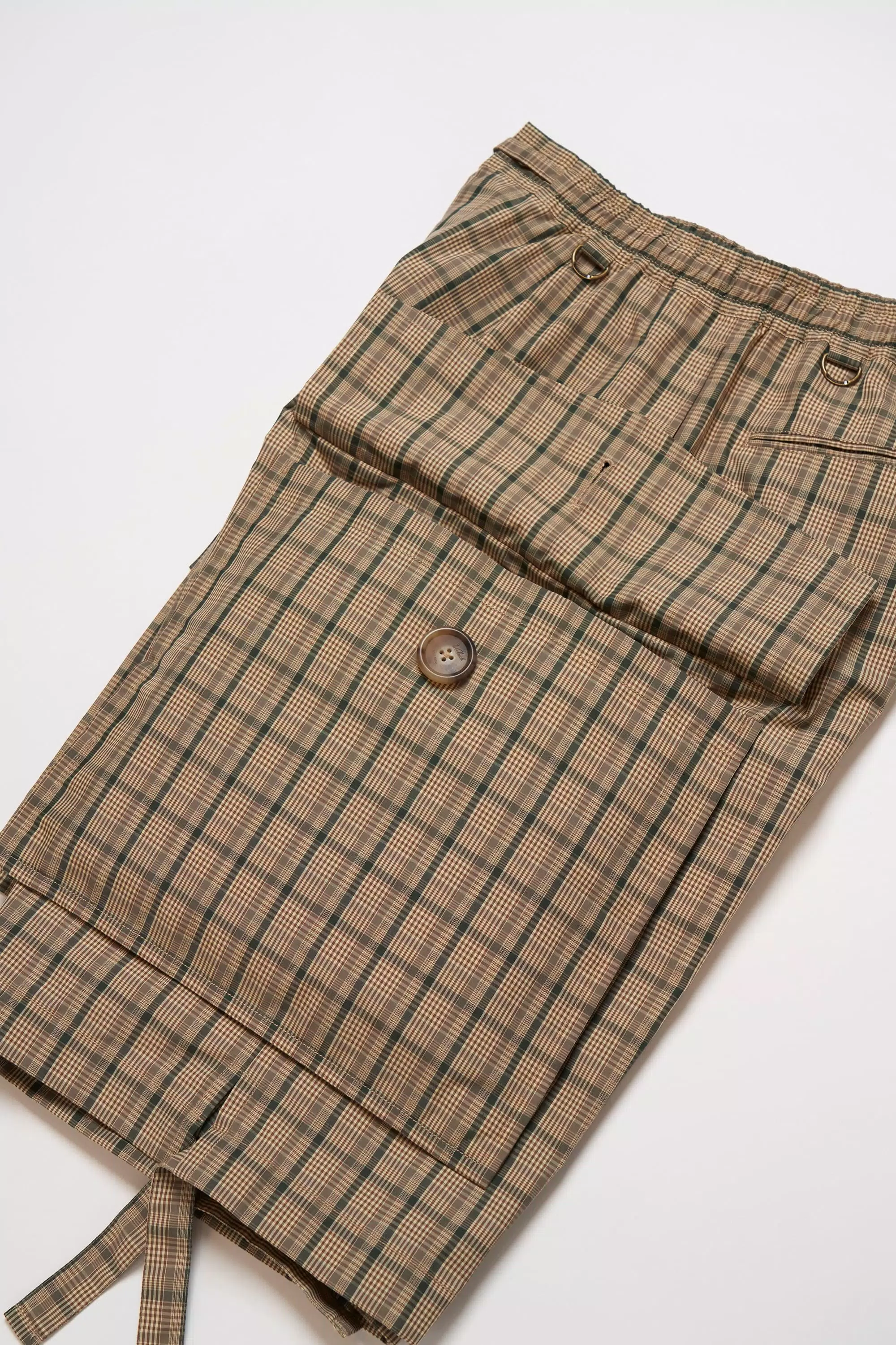 Madras Shorts in Cotton and Nylon Blend - Brown