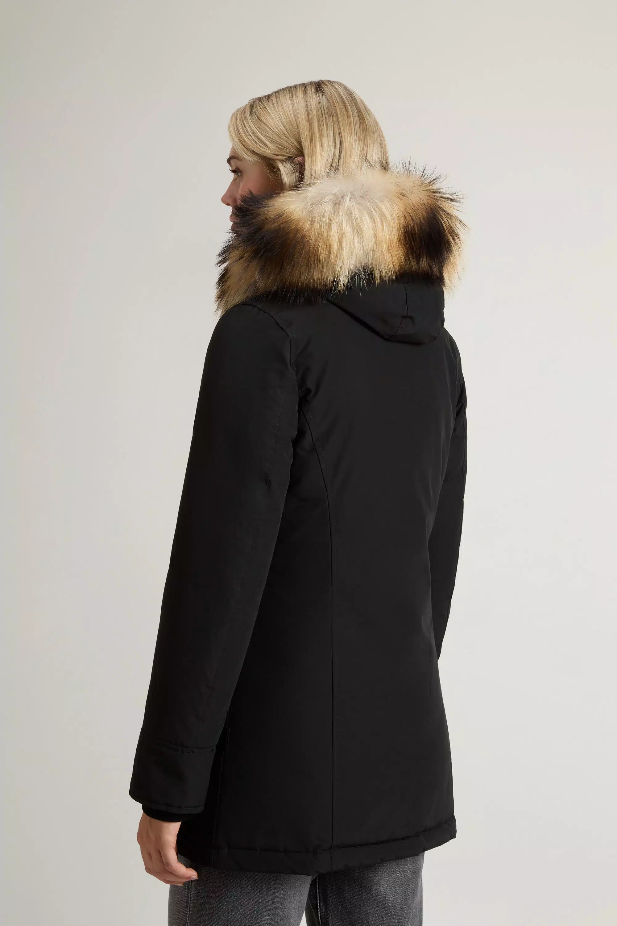 Arctic Parka in Ramar Cloth with Detachable Fur Trim - Black