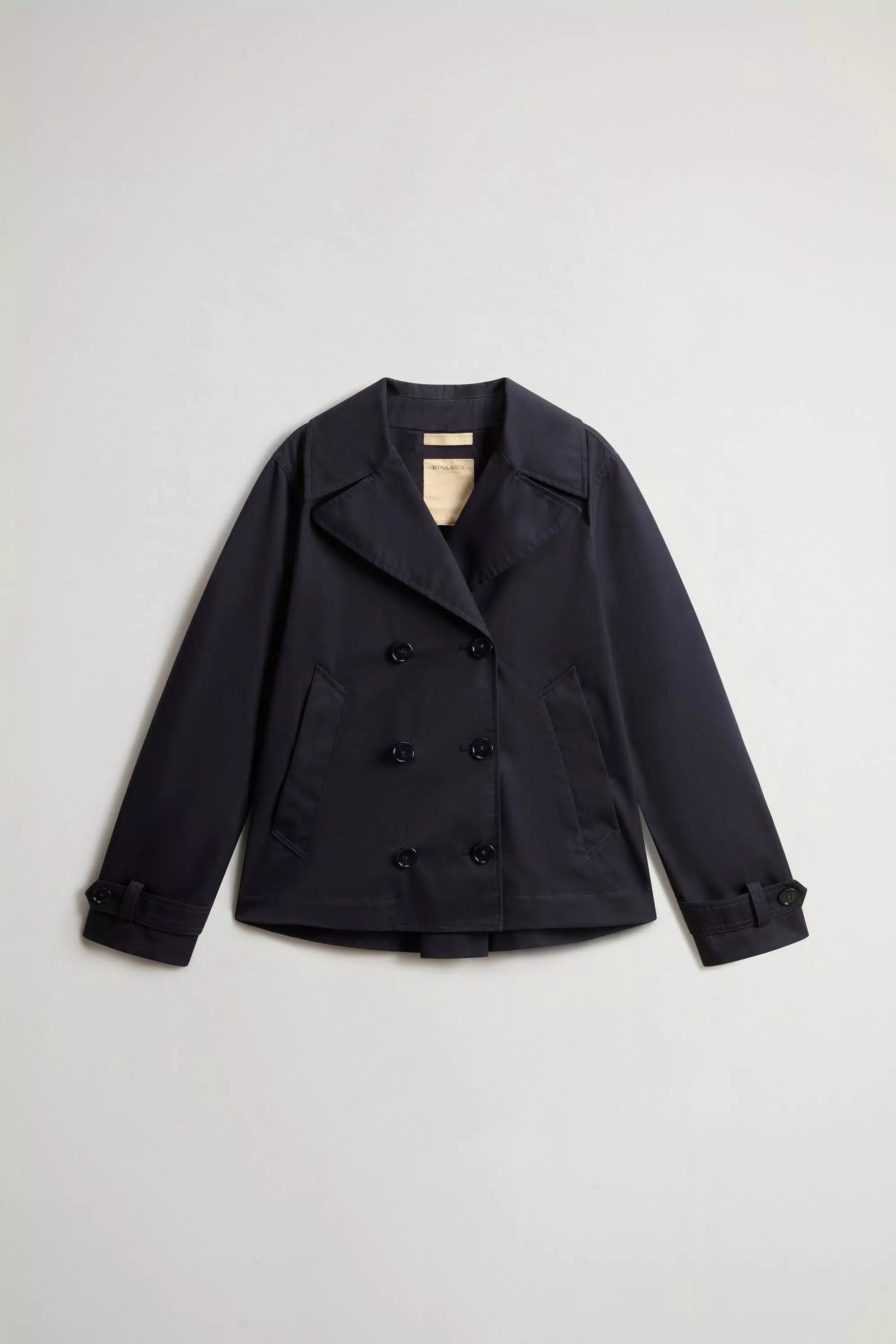 Pure Cotton Pea Coat - Melton Blue