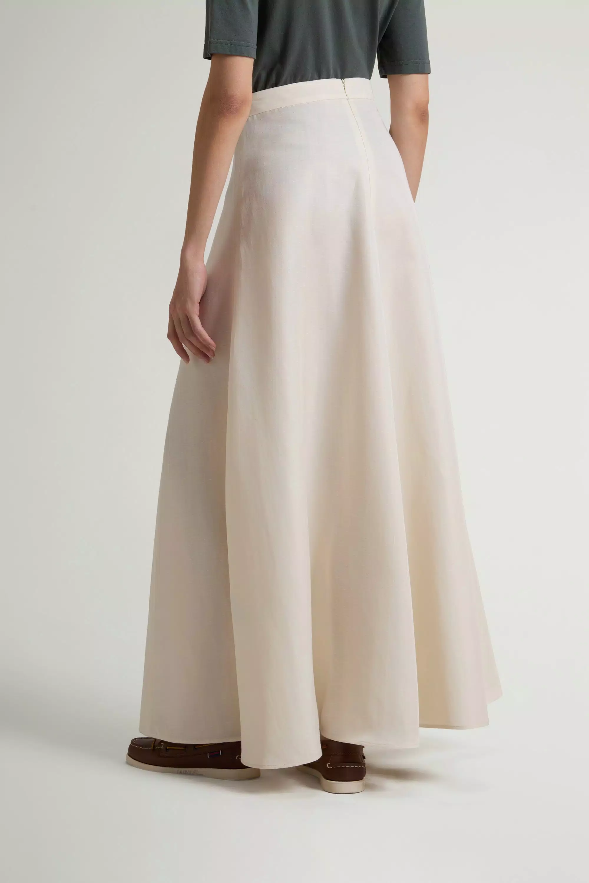 Long Skirt in Linen Blend - Milky Cream