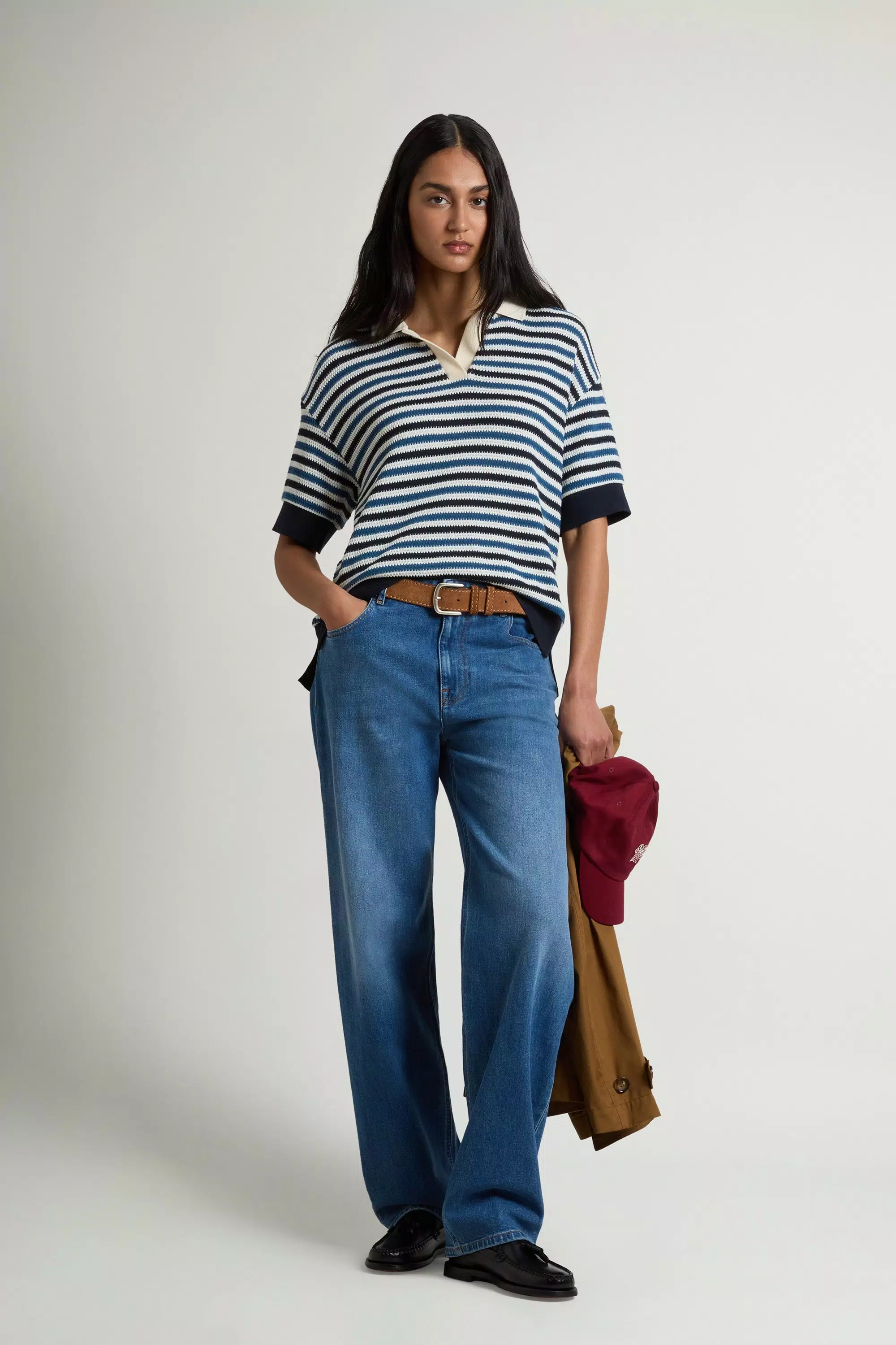 Polo Shirt in Striped Cotton Blend - Melton Blue Stripe