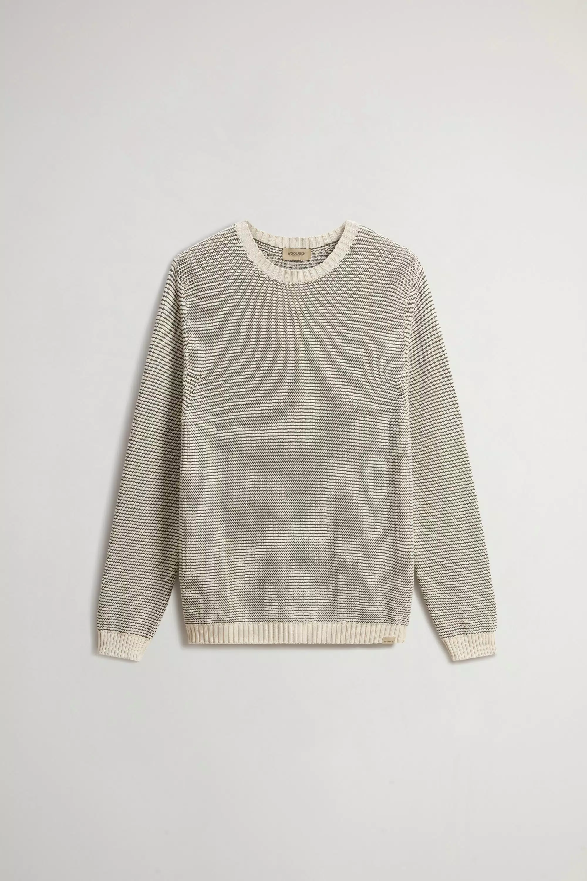 Striped Crewneck Sweater in Cotton Blend - Milky Cream Stripe