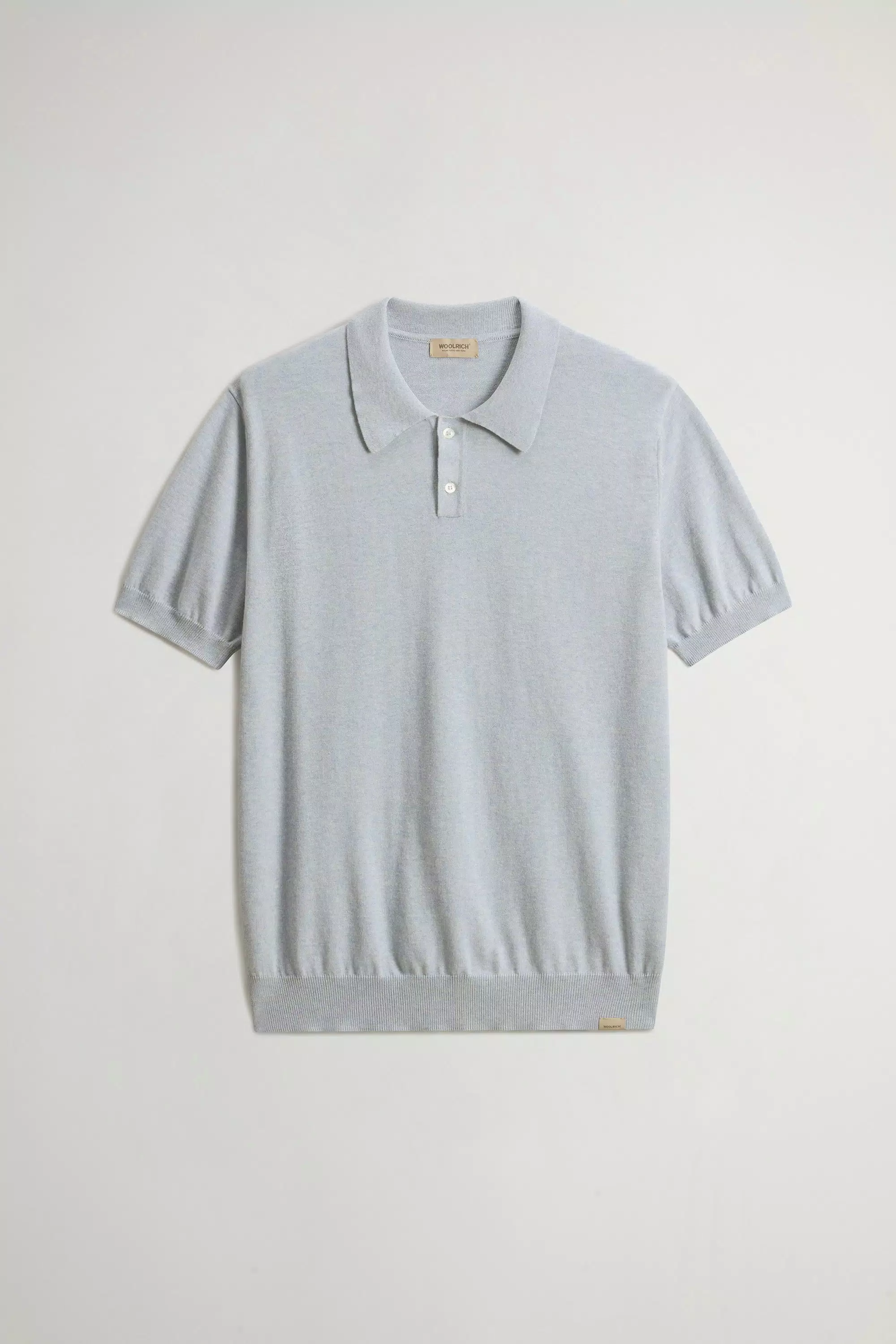 Polo Shirt in Knit Pure Cotton - Light Blue Melange