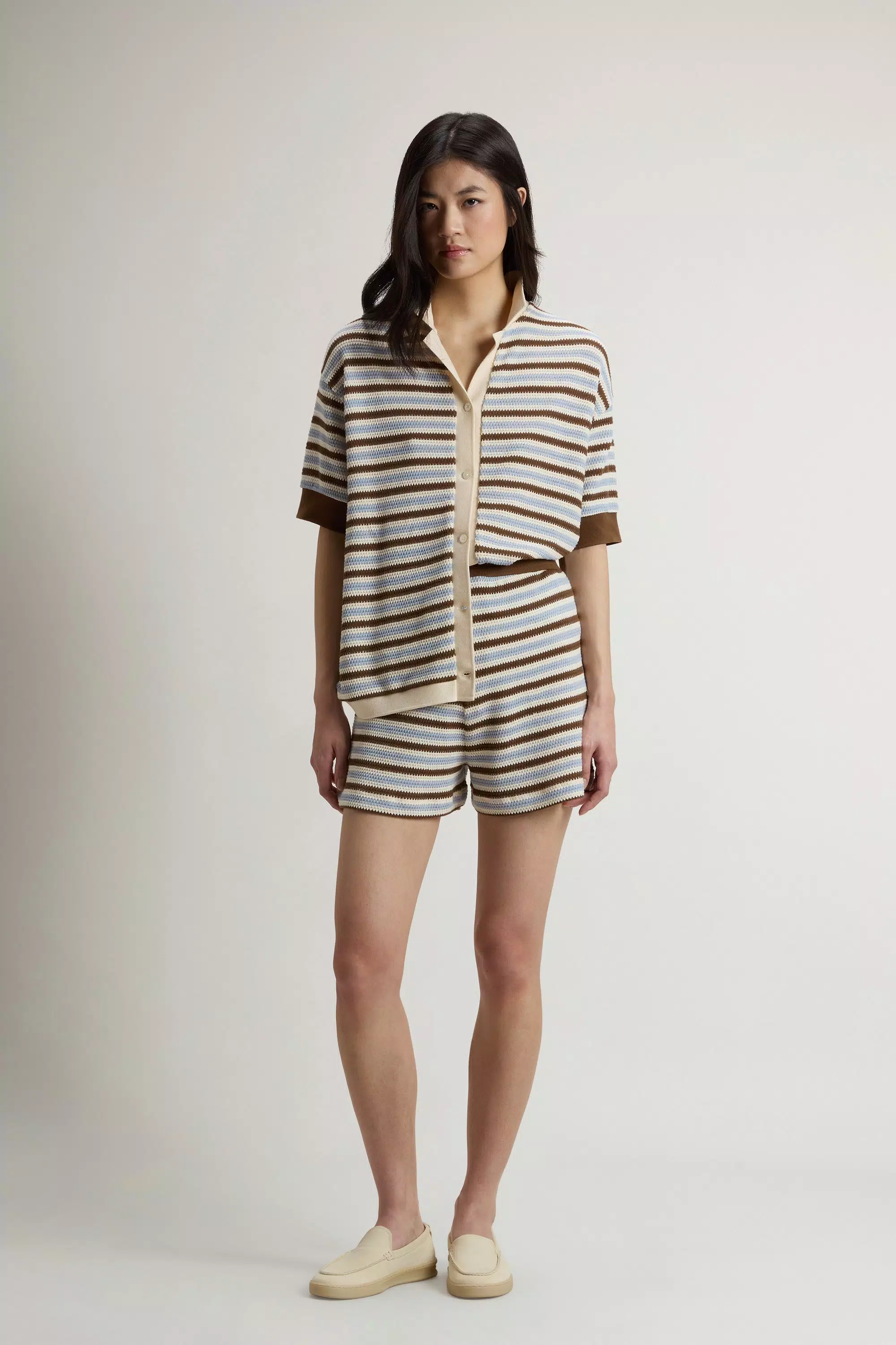 Shirt in Striped Cotton-Blend - Acorn Stripe