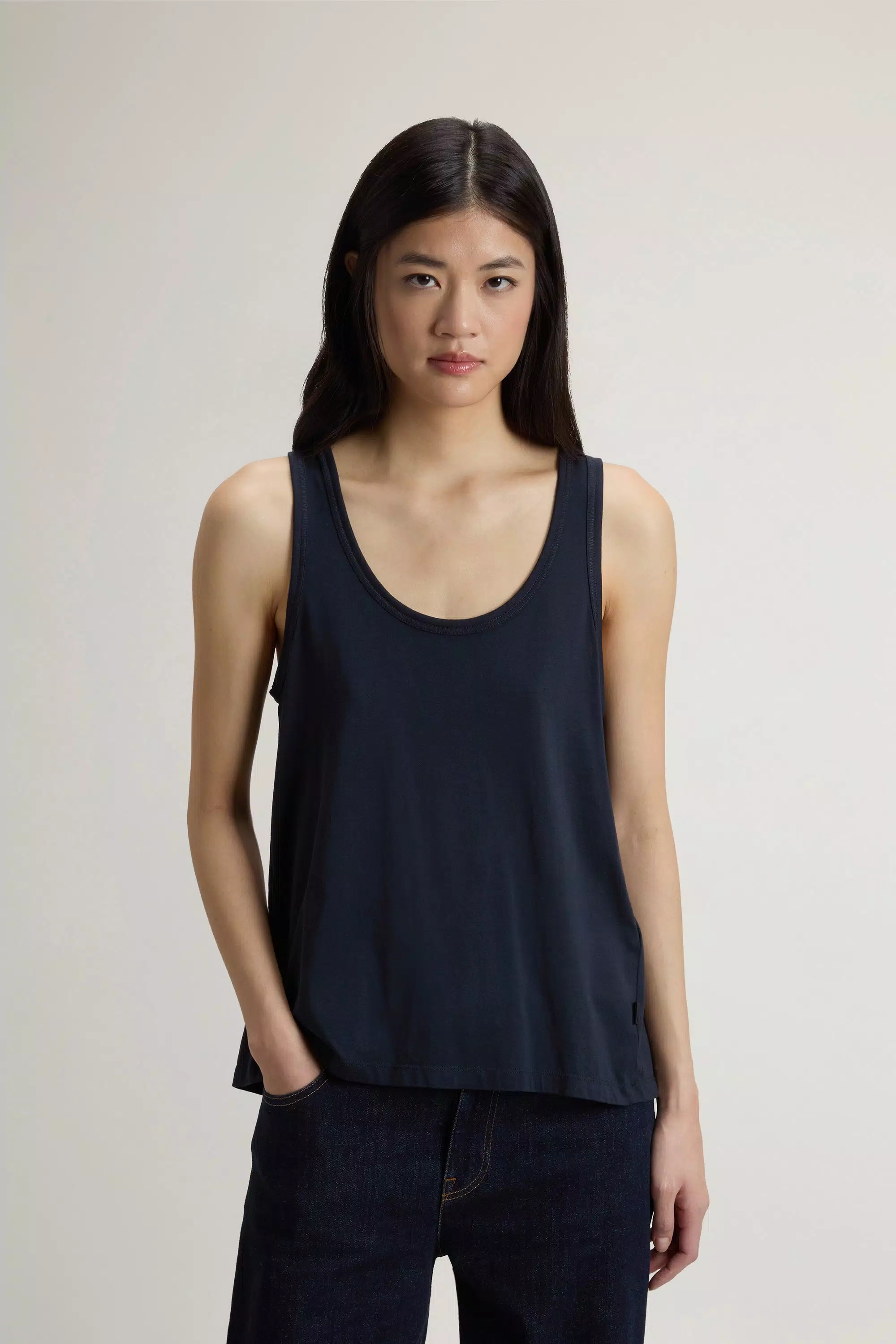 Top in Cotton and Modal Blend - Melton Blue