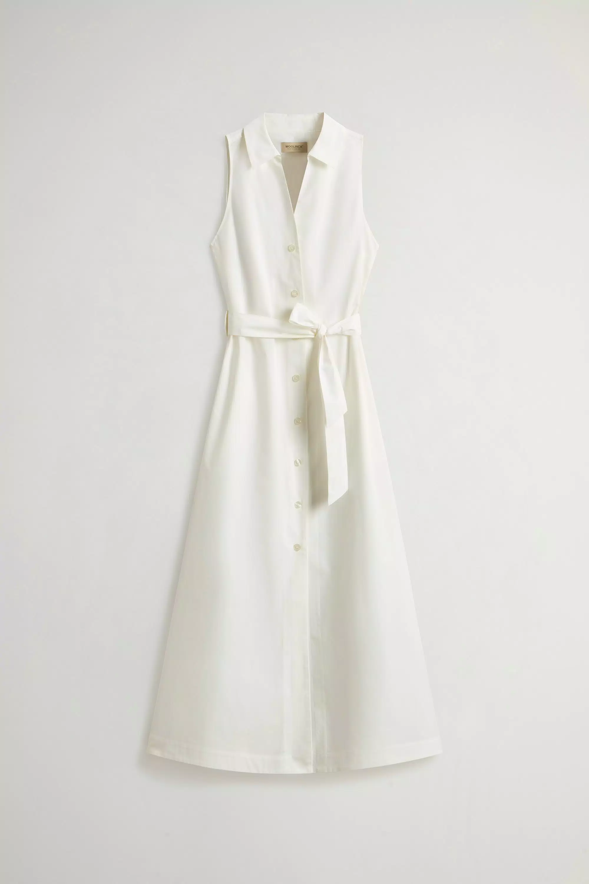 Shirt Dress in Pure Cotton Poplin with Belt - Arctic White