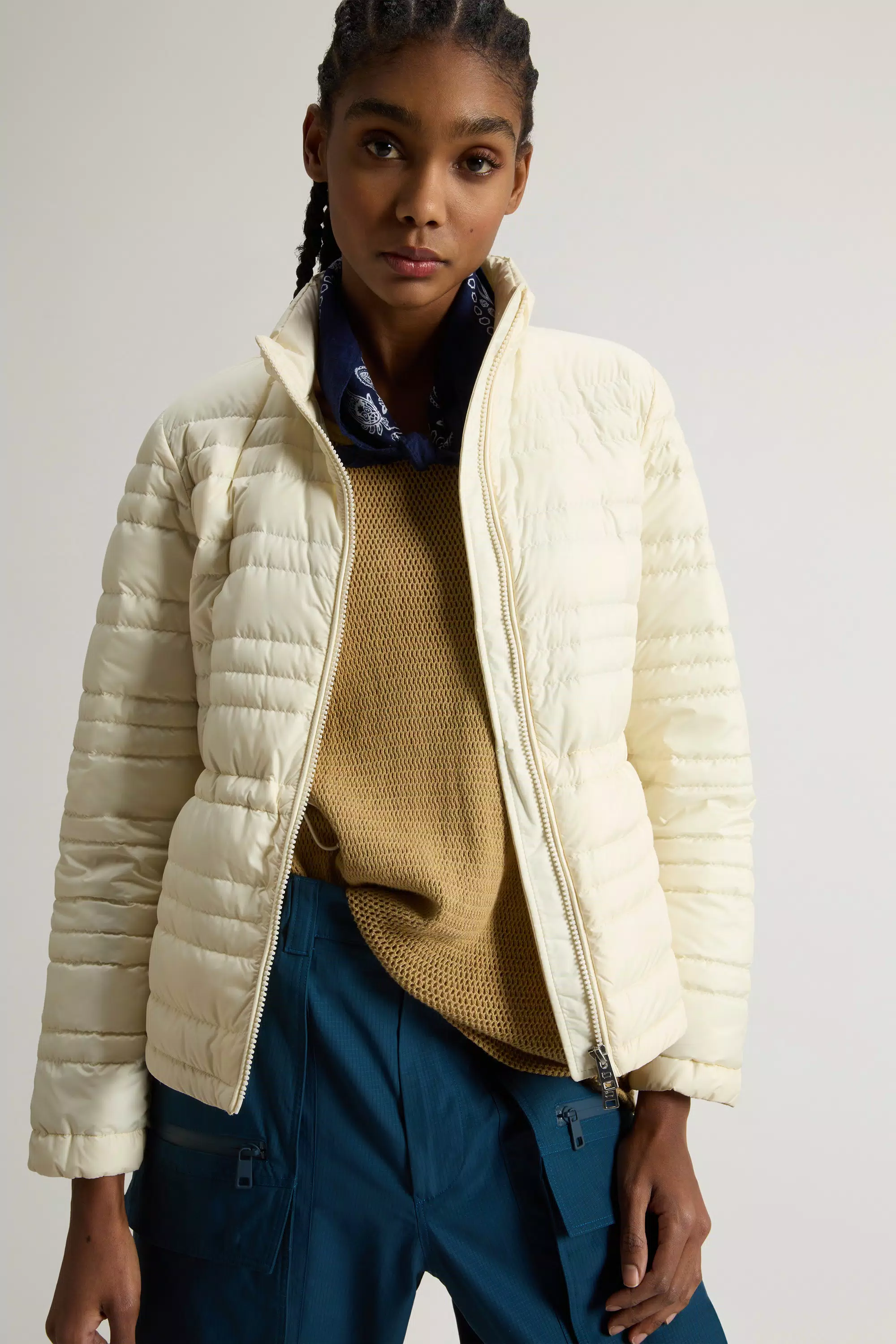 Padded Microfiber Jacket - White