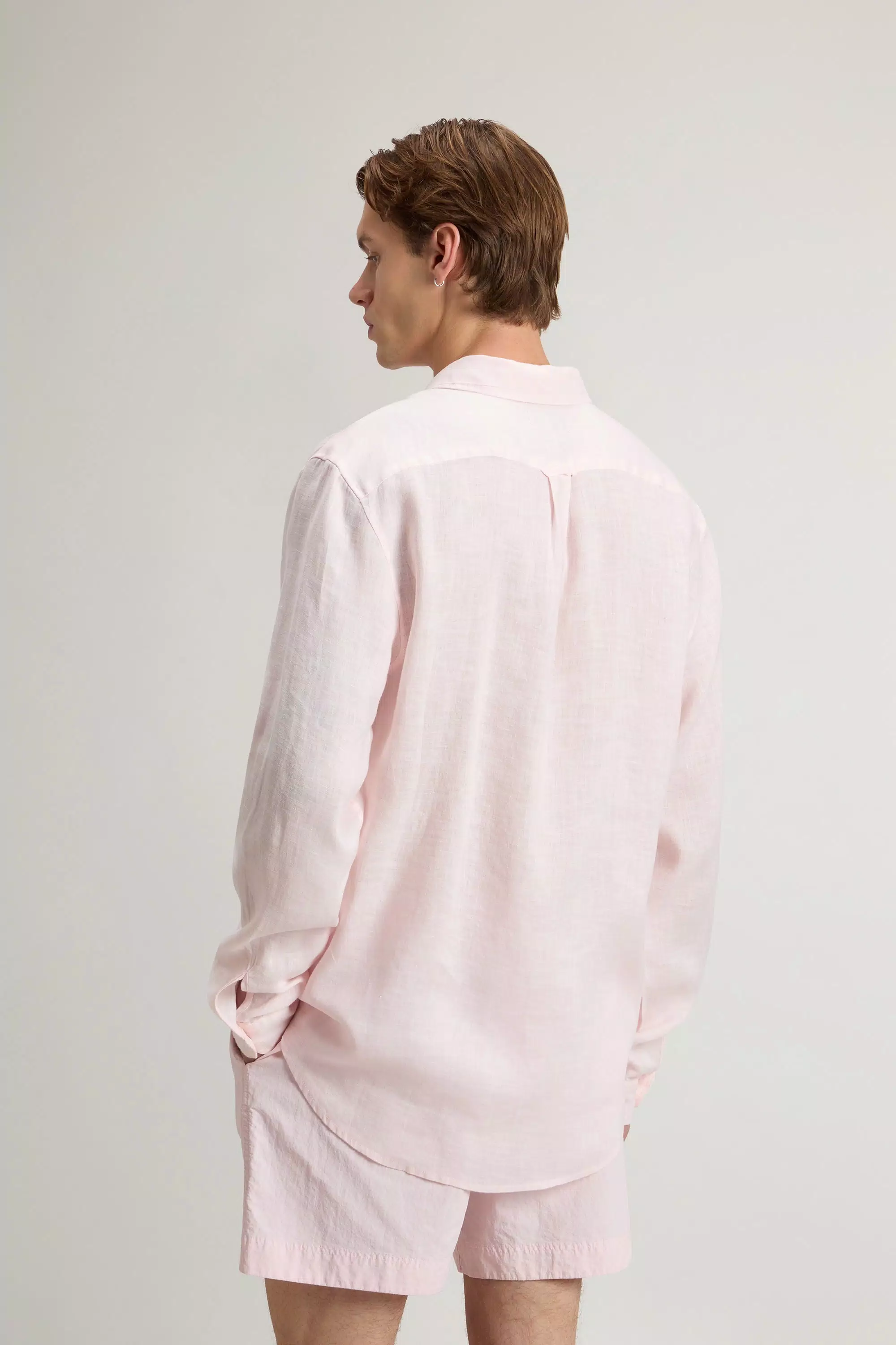 Garment-Dyed Pure Linen Shirt - Pale Lilac