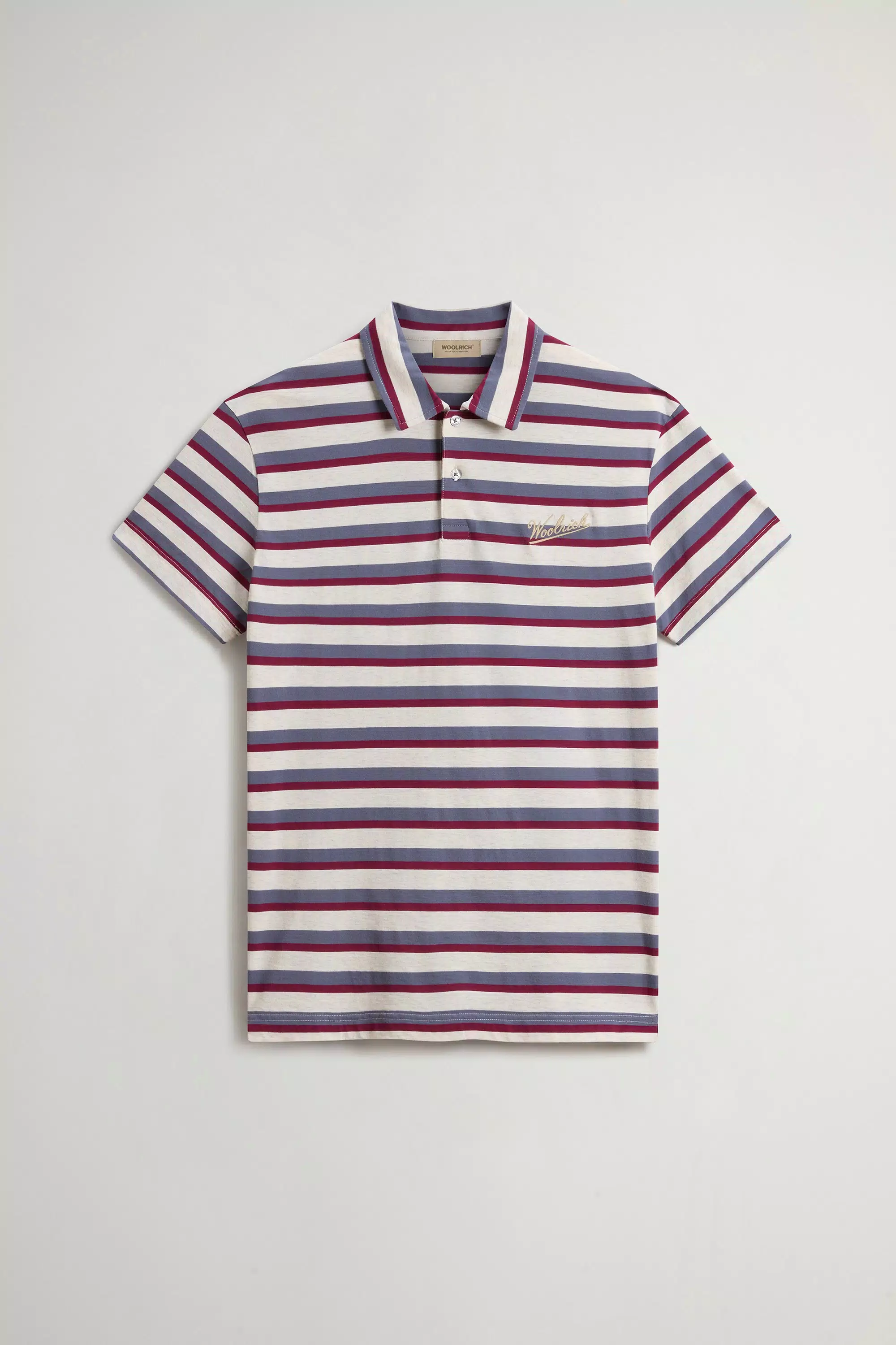 Polo Shirt in Melange Cotton Pique - Rhododendron Stripe