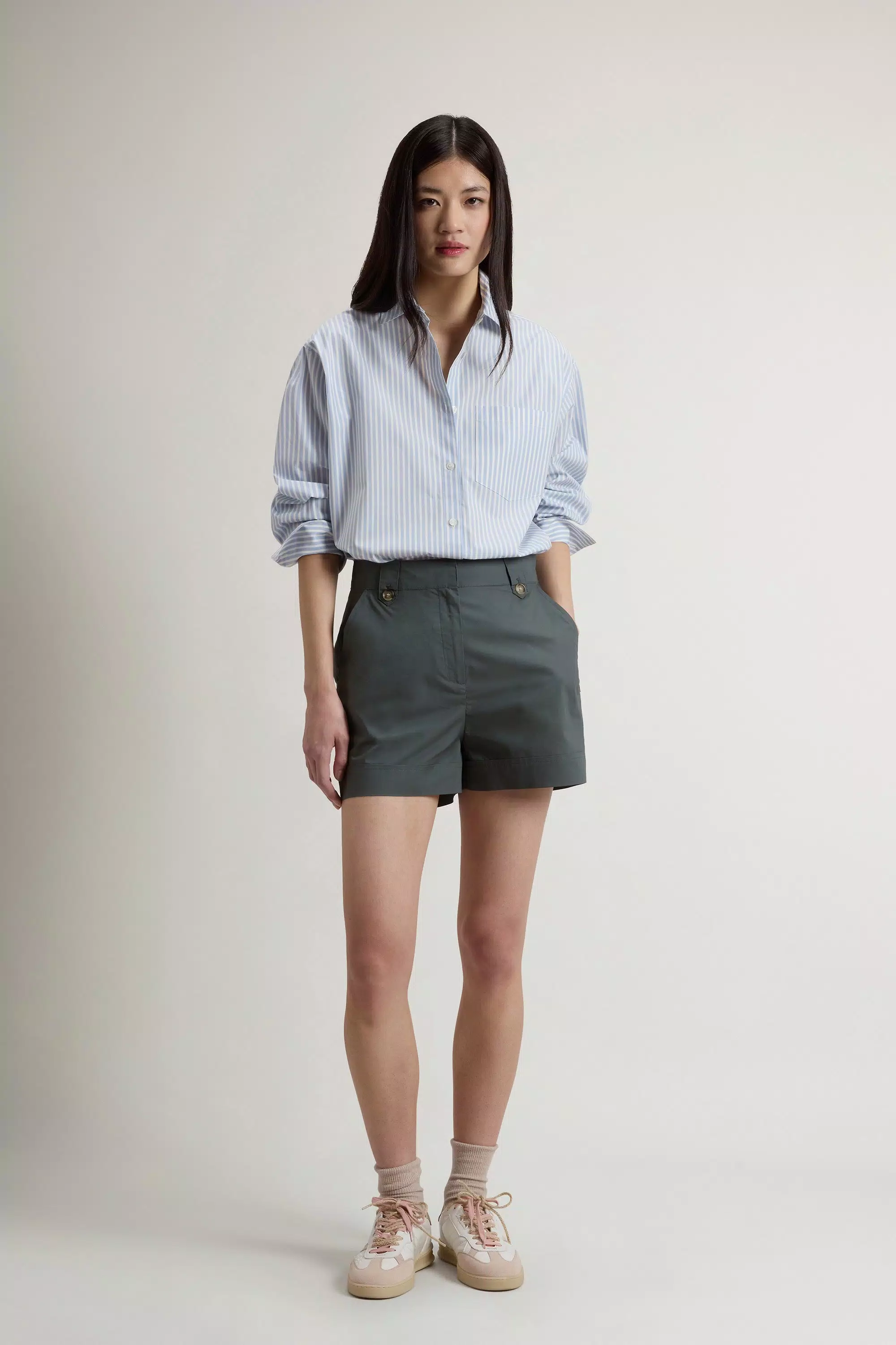 Pure Cotton Poplin Shorts - Forest Veil