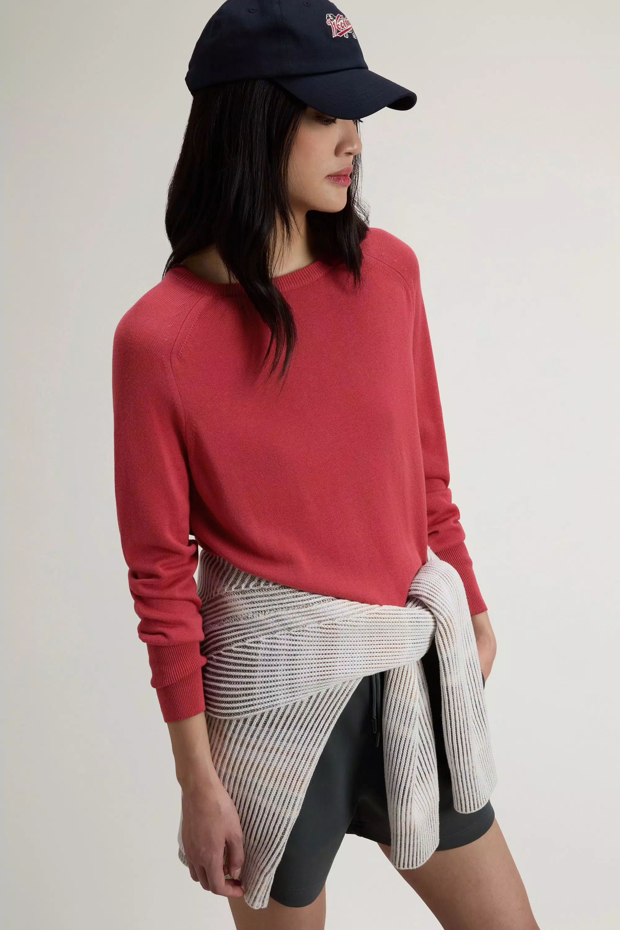 Crewneck Sweater in Cotton Blend - Strawberry