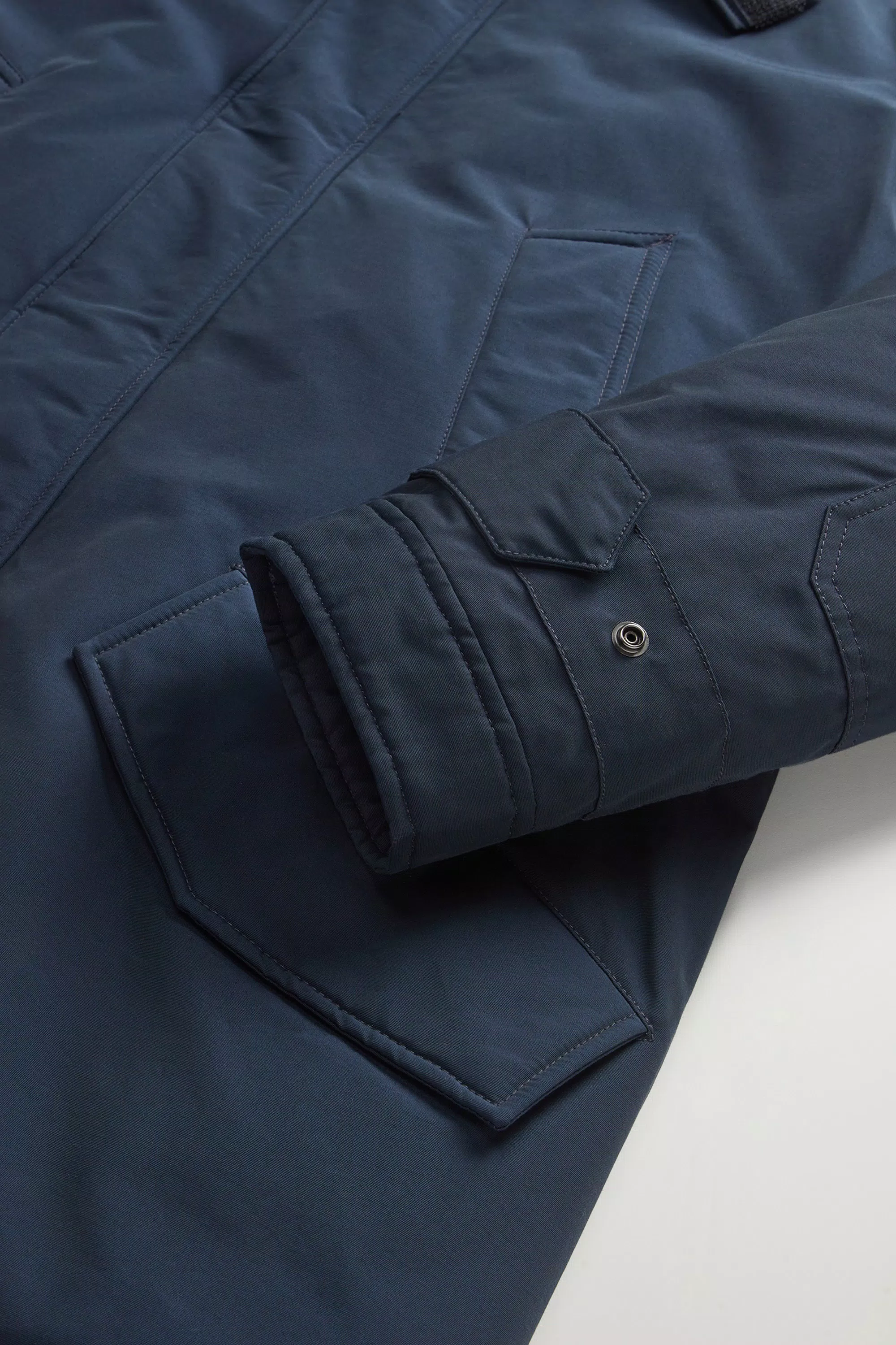 Polar Parka in Ramar Cloth with High Collar - Melton Blue