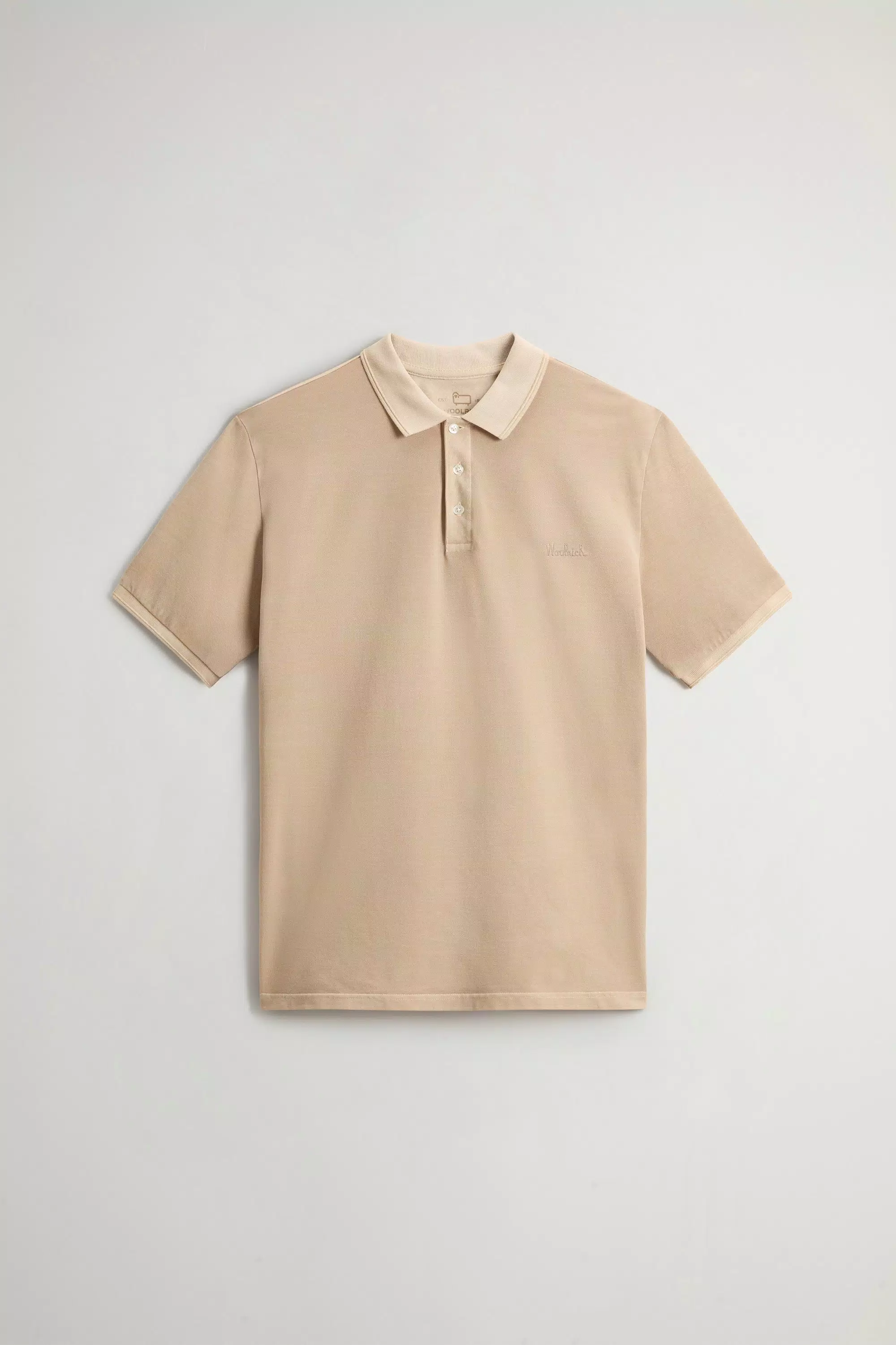 Garment-Dyed Mackinack Polo Shirt in Stretch Cotton Pique - Faded Travertine