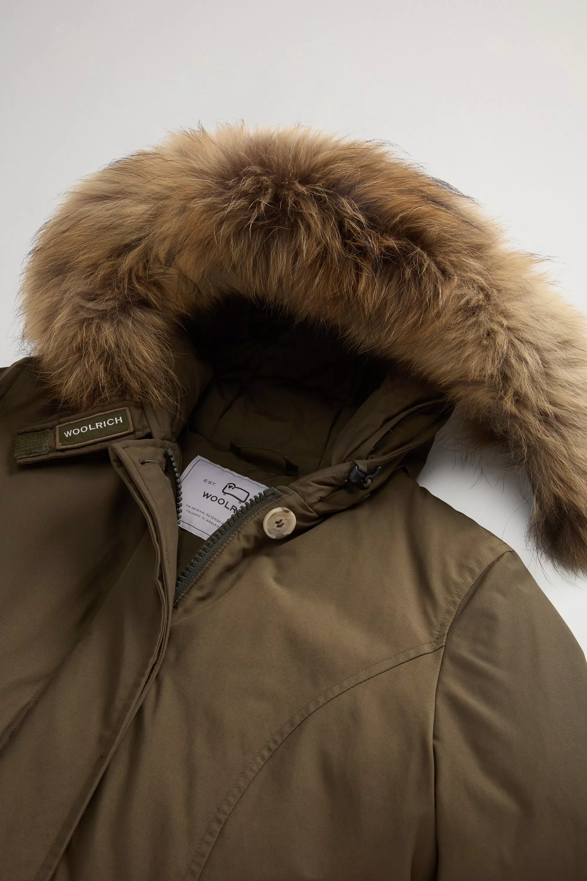 Arctic Parka in Ramar Cloth with Detachable Fur Trim - Dark Green