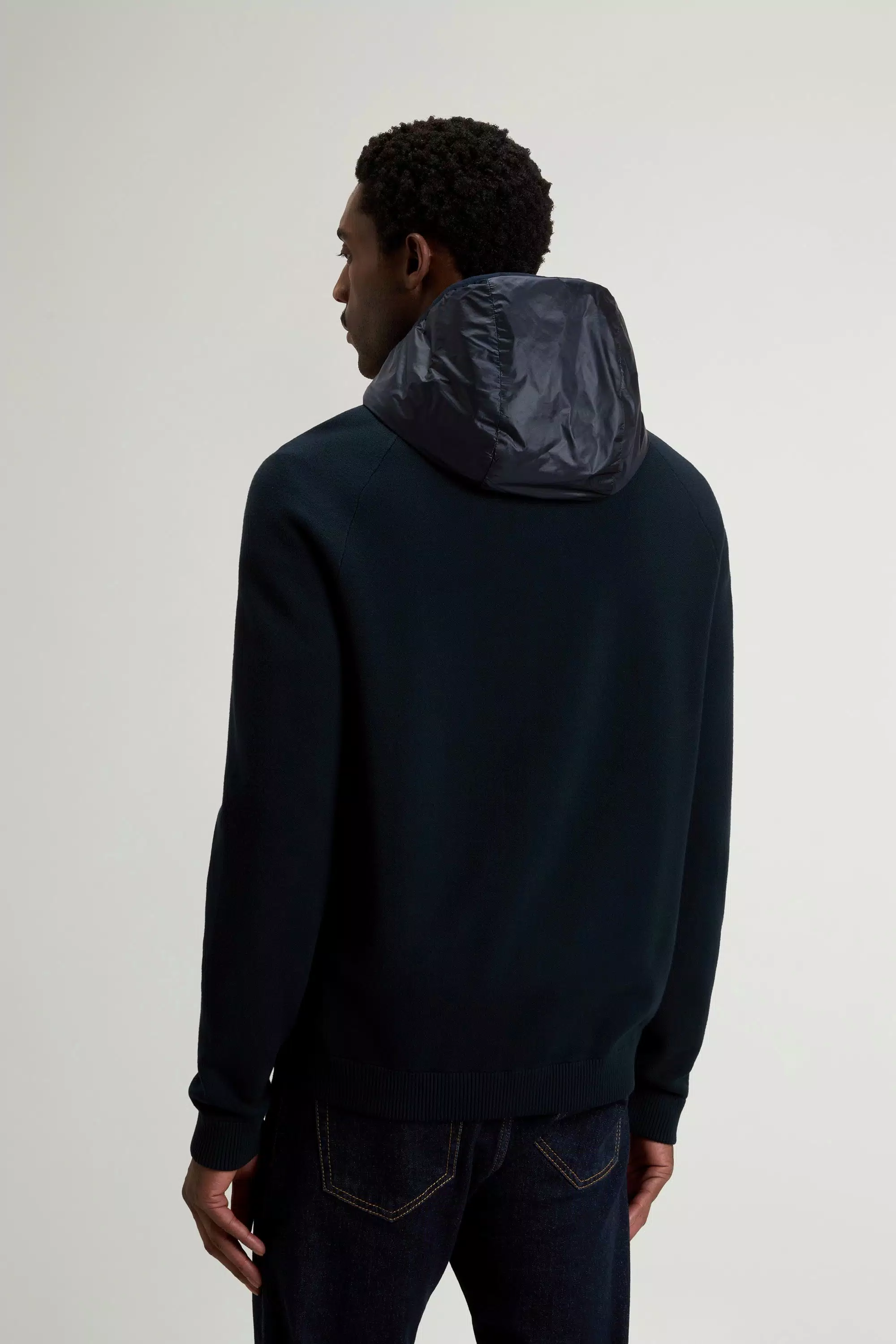 Allen Hybrid Jacket in Ripstop Nylon - Melton Blue